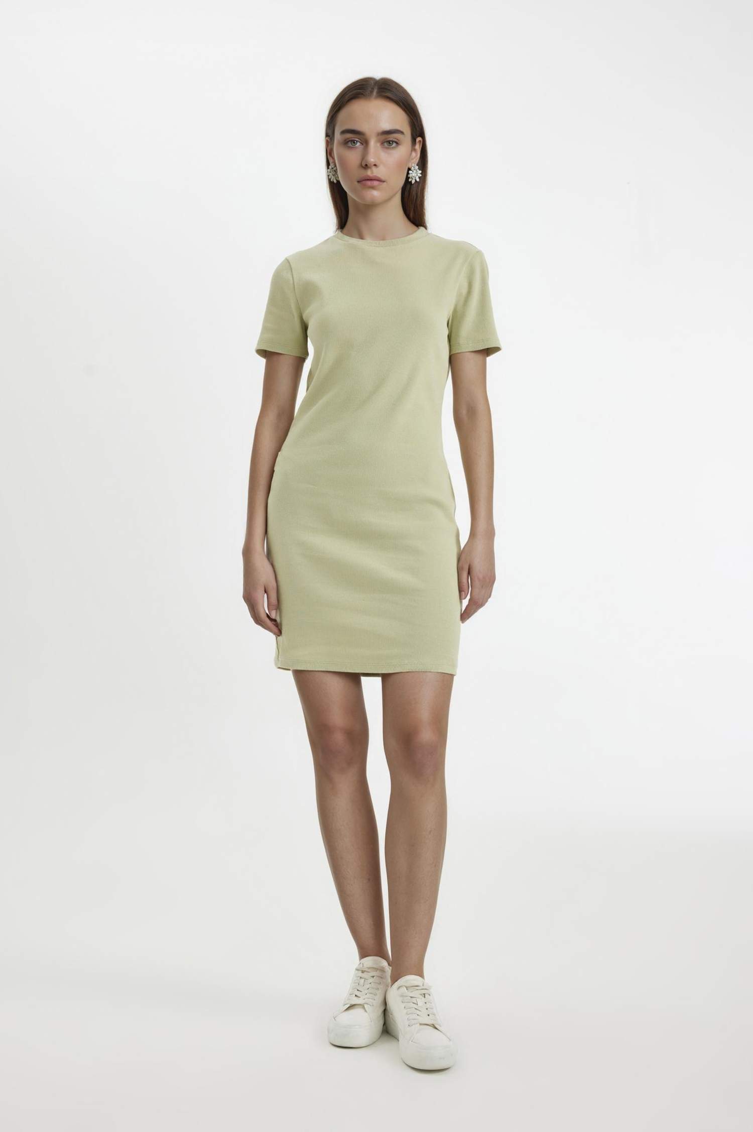 Bodycon Crew Neck Ribbed Camisole Mini Dress