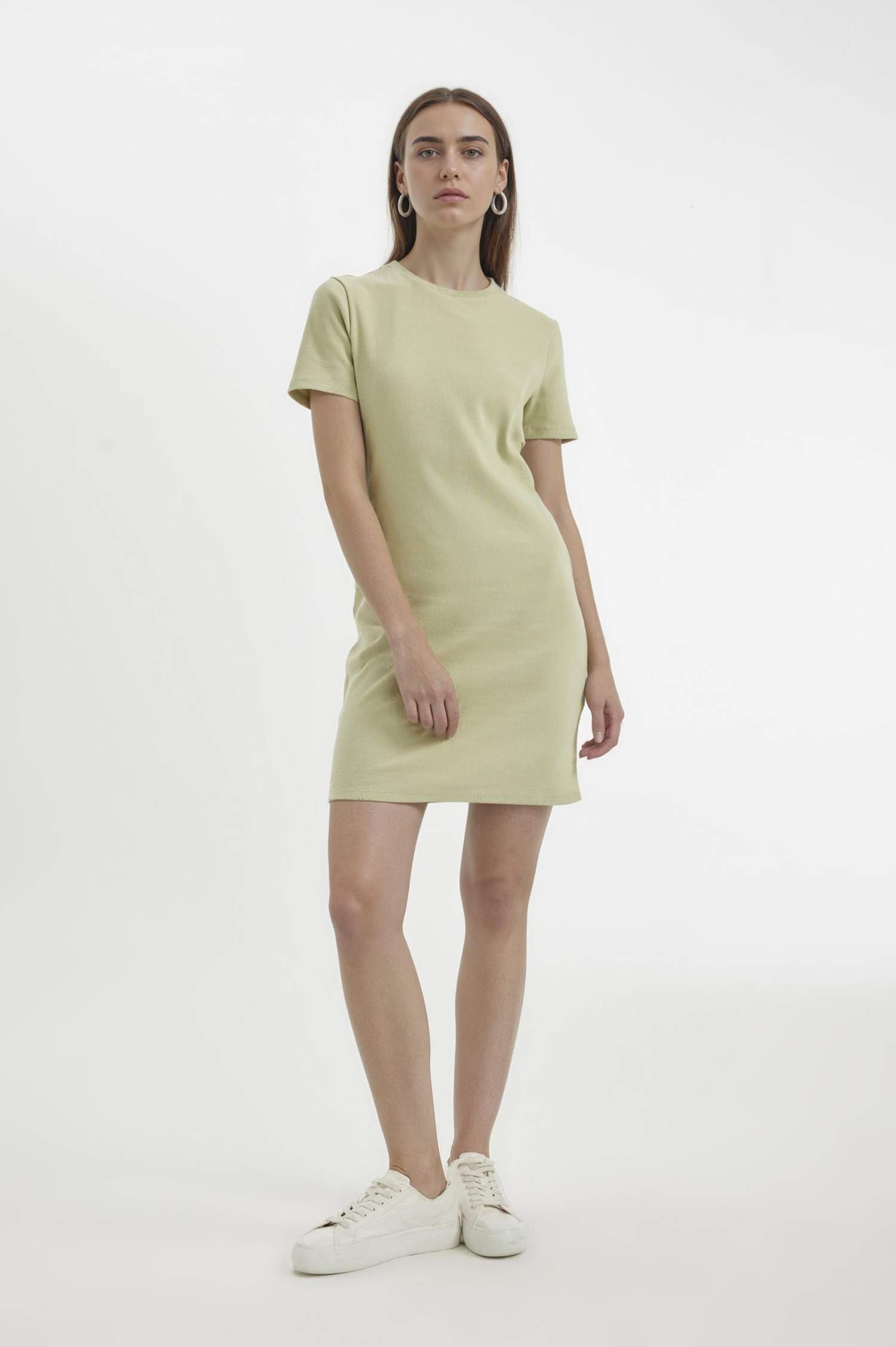 Bodycon Crew Neck Ribbed Camisole Mini Dress