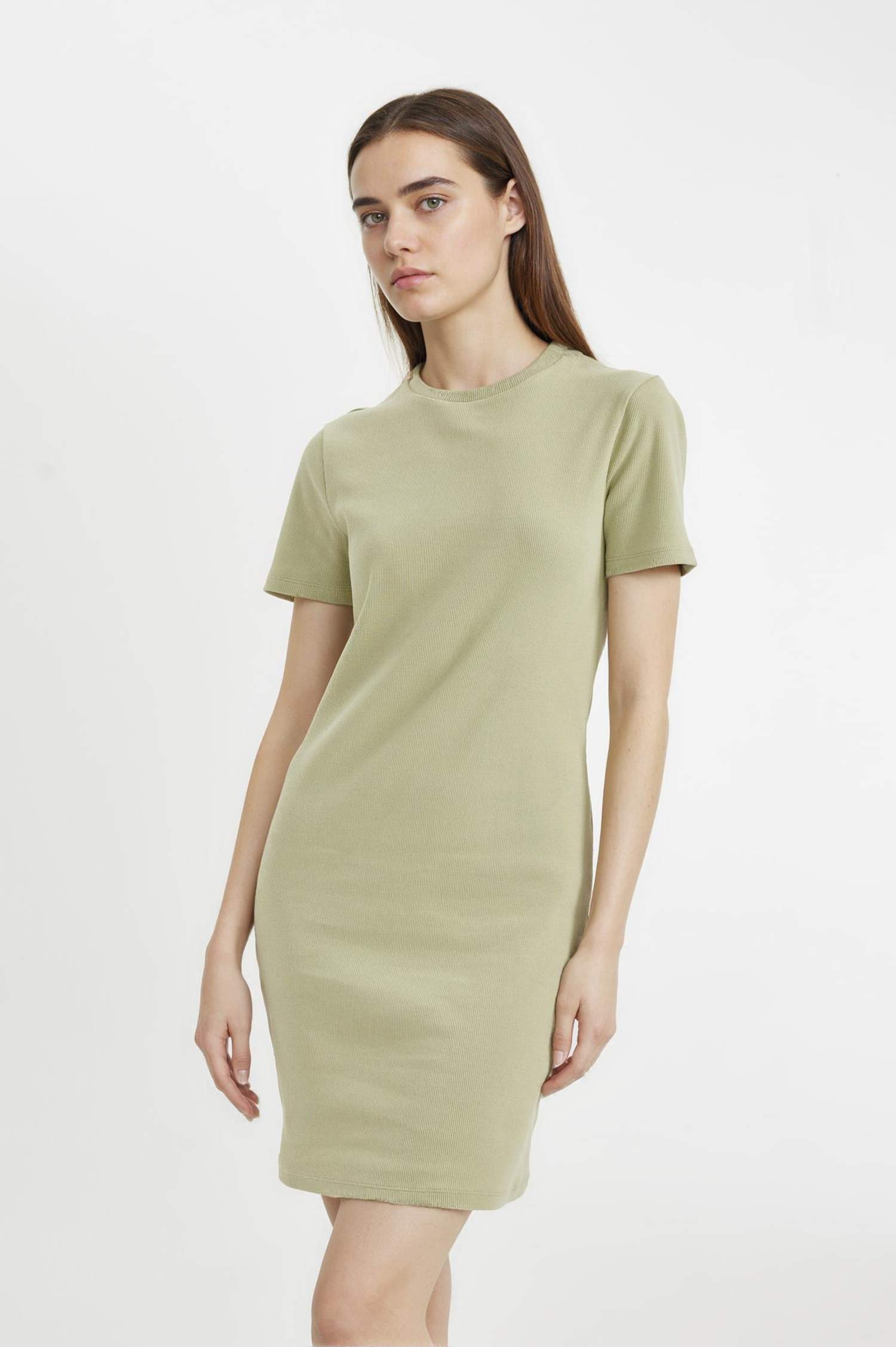 Bodycon Crew Neck Ribbed Camisole Mini Dress