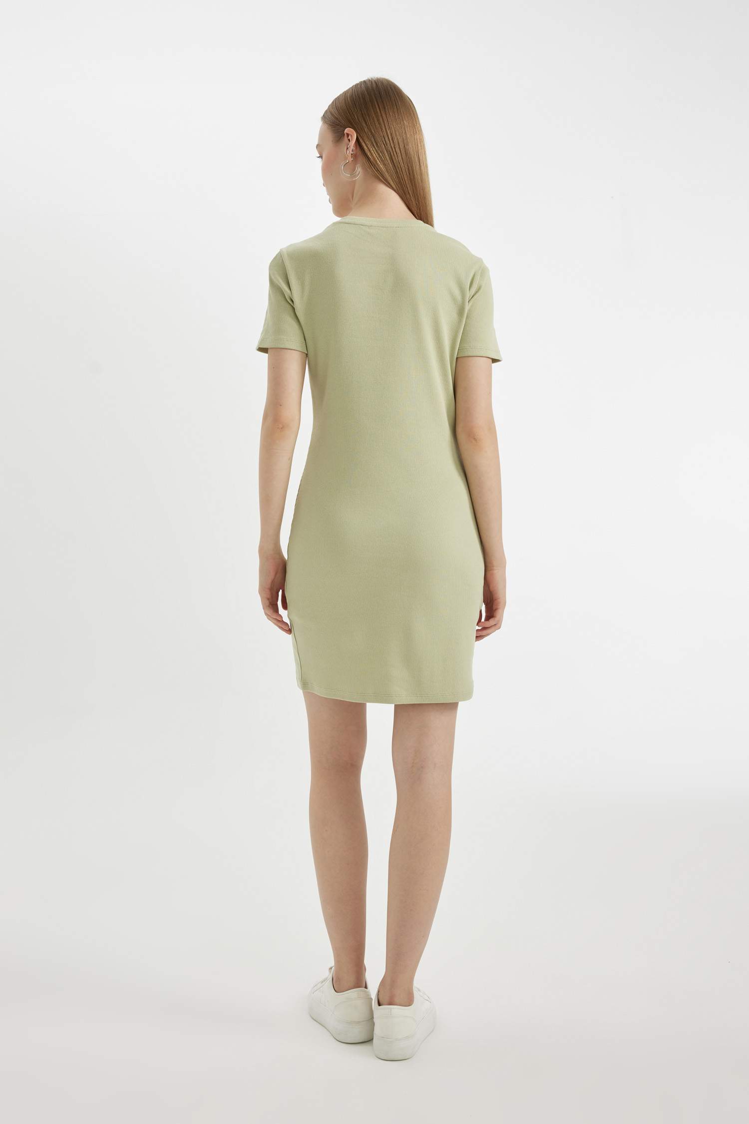 Bodycon Crew Neck Ribbed Camisole Mini Dress