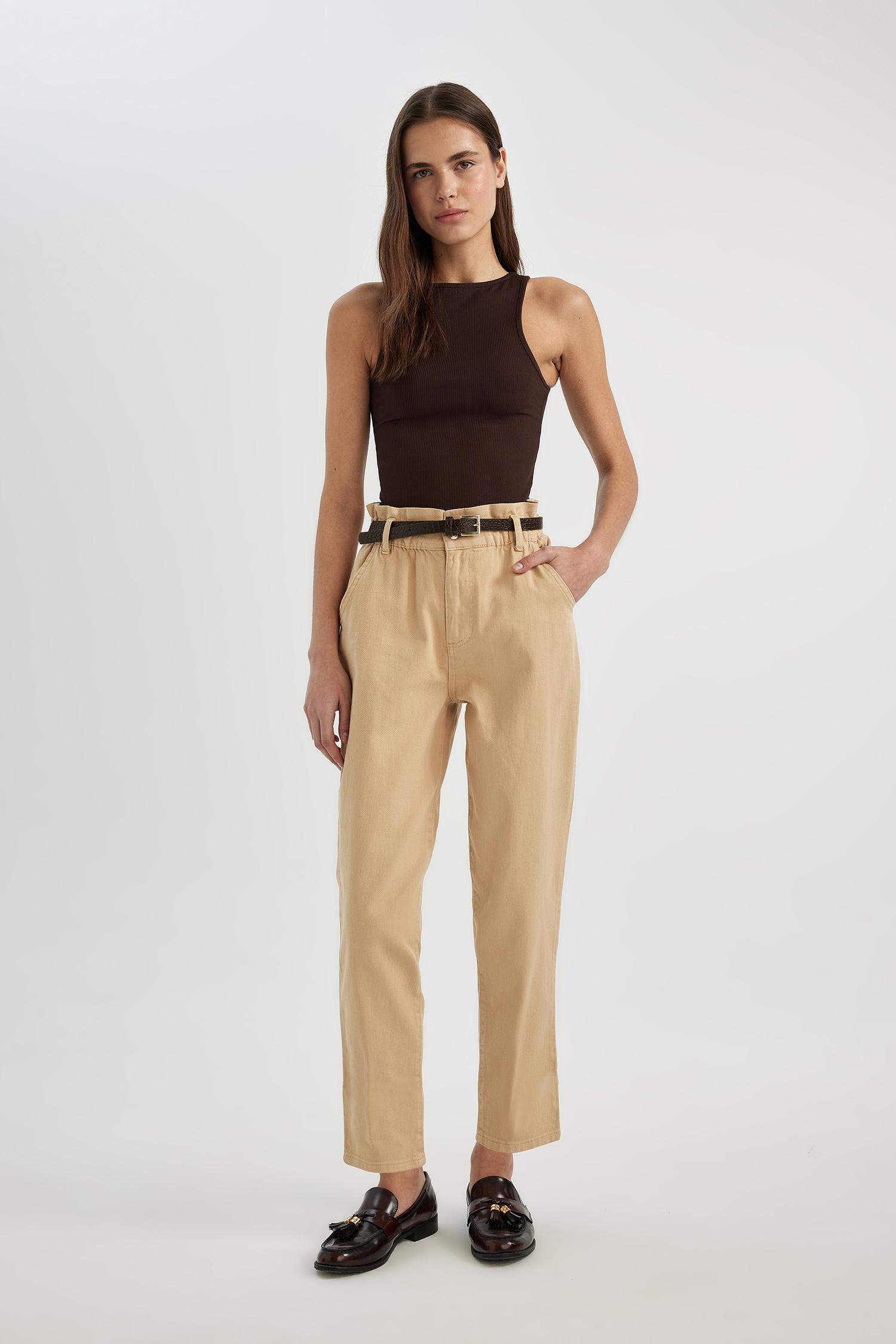 Baggy Fit Ankle Length Gabardine Trousers