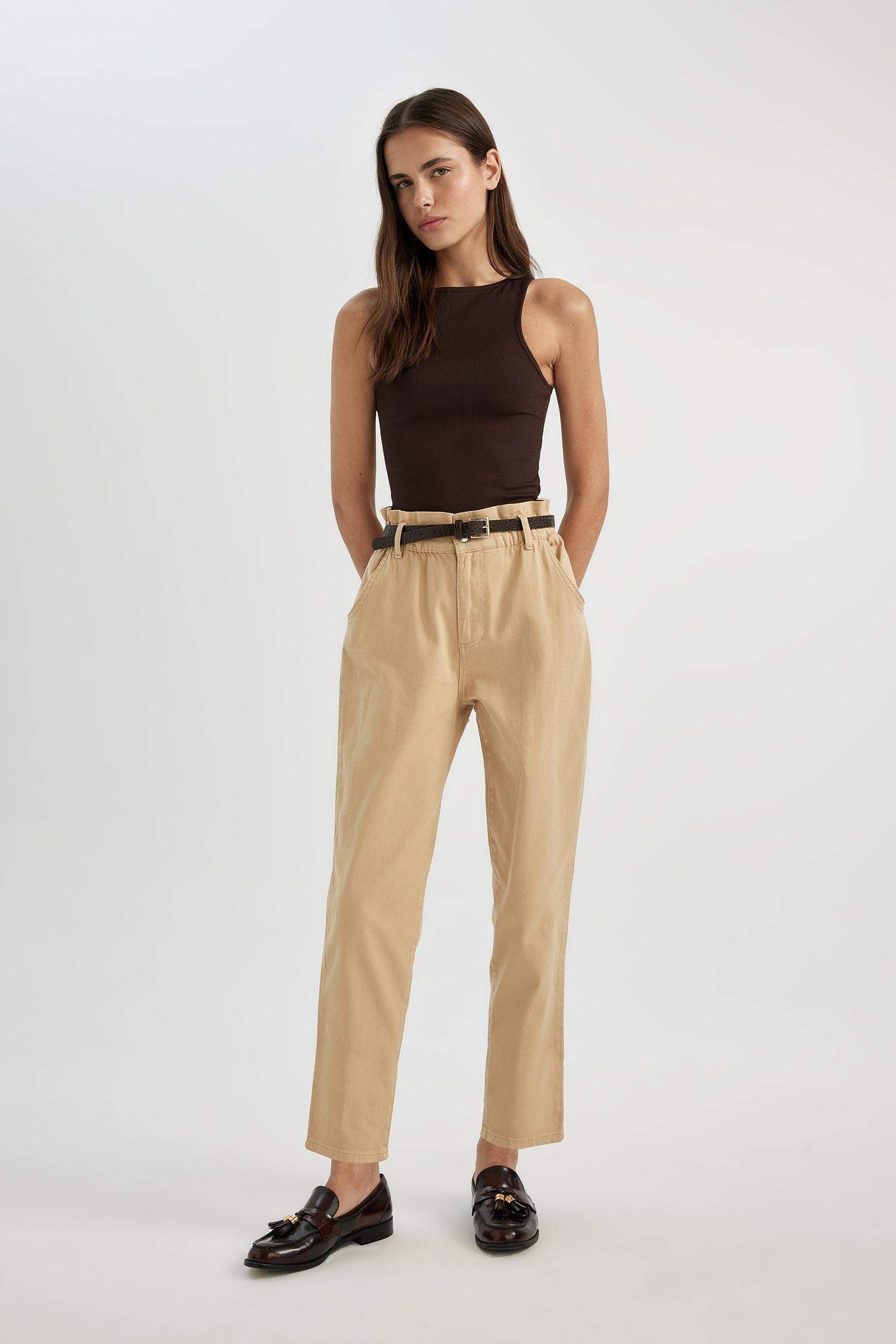 Baggy Fit Ankle Length Gabardine Trousers