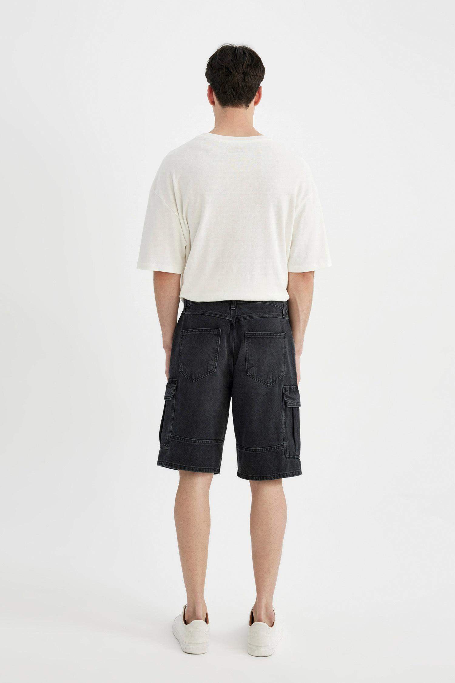 Cargo Fit Denim Bermuda Shorts