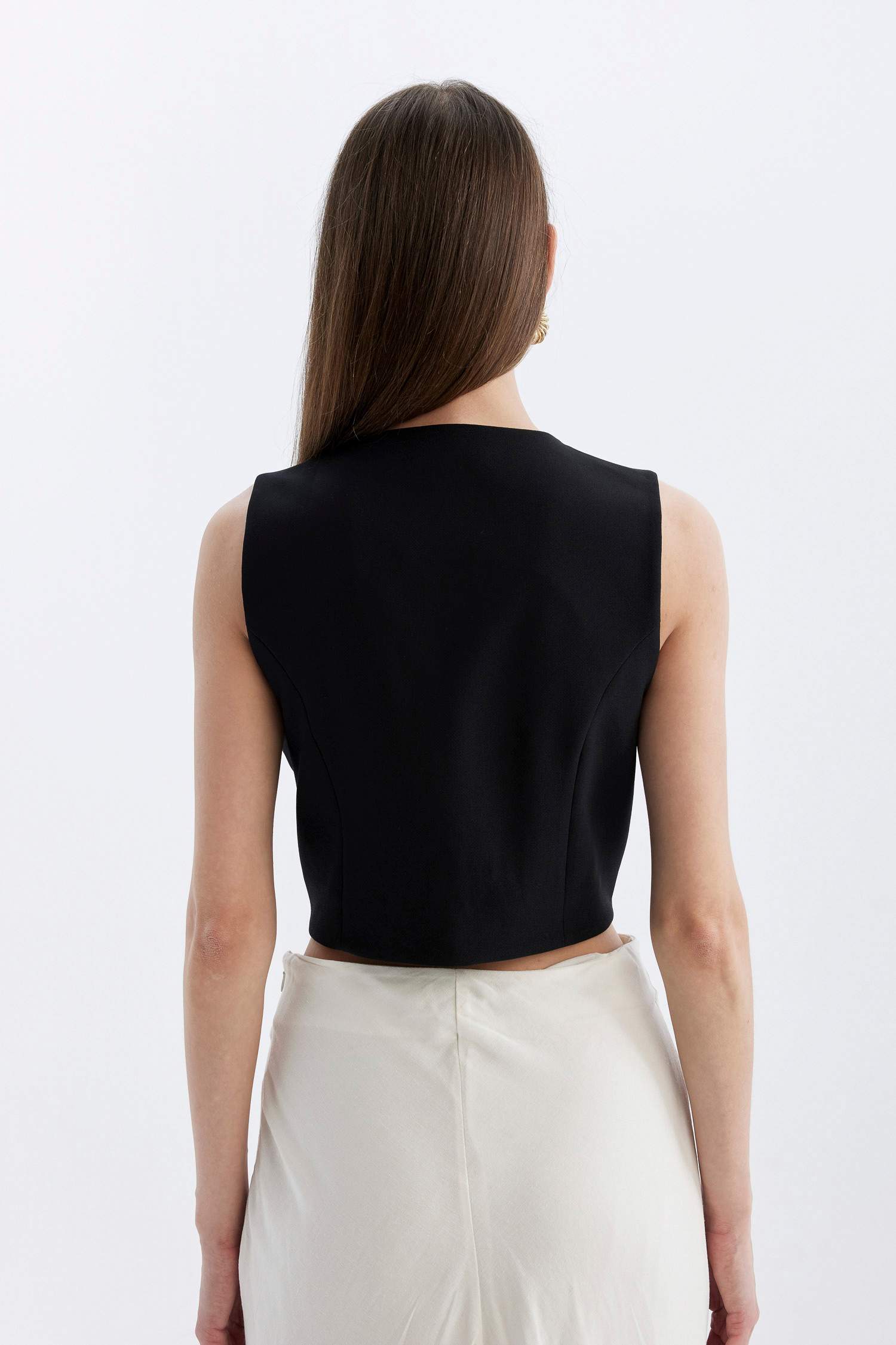 Regular Fit V Yaka Düğmeli Blazer Yelek