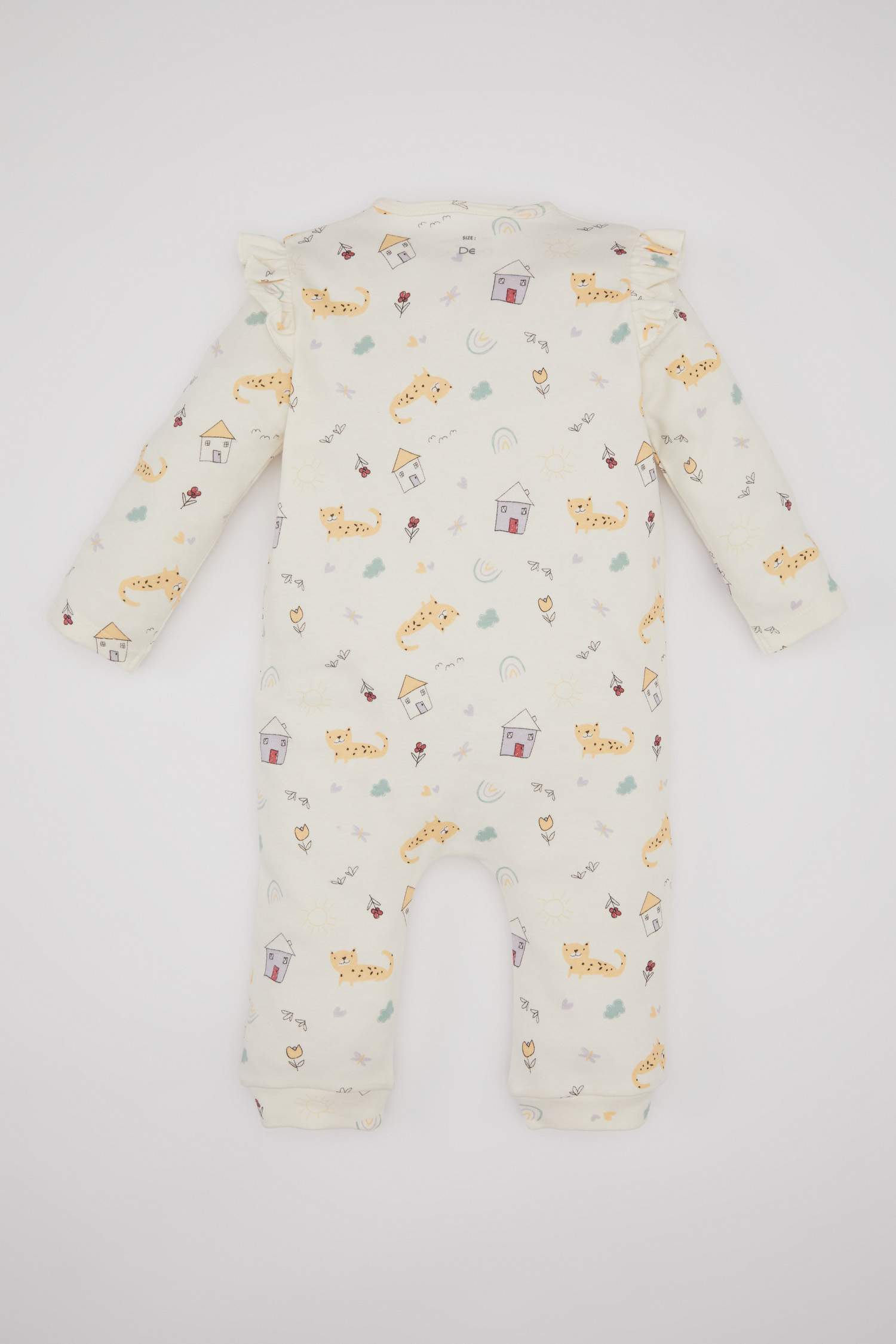 Kız Bebek Yeni Doğan Desenli Uzun Kollu Tulum