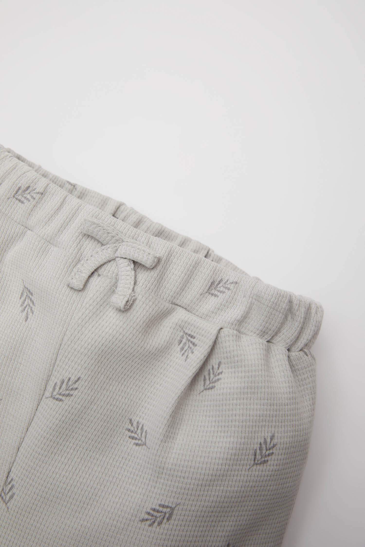 Kız Bebek Beli Lastikli Desenli Waffle Pantolon