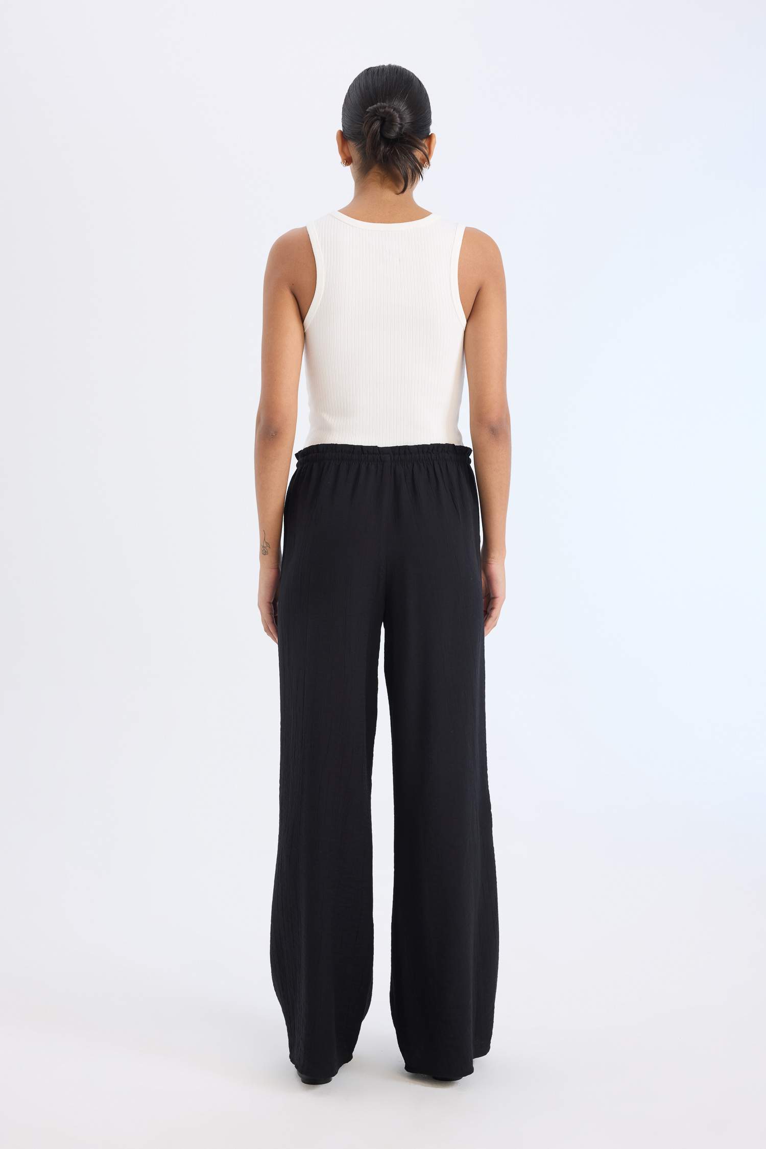 سروال قصة مستقيمة وايد ليج بجيب