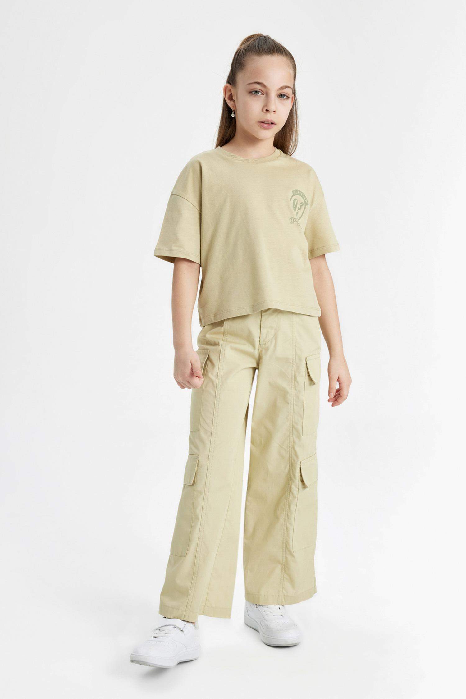 Girl Wide Leg Cotton Cargo Pants