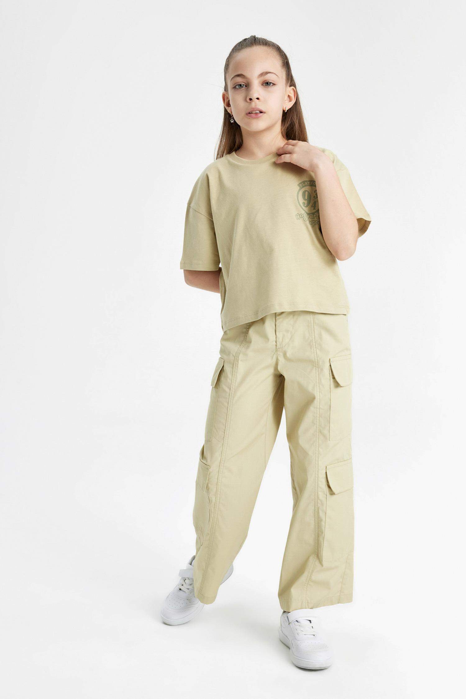 Girl Wide Leg Cotton Cargo Pants