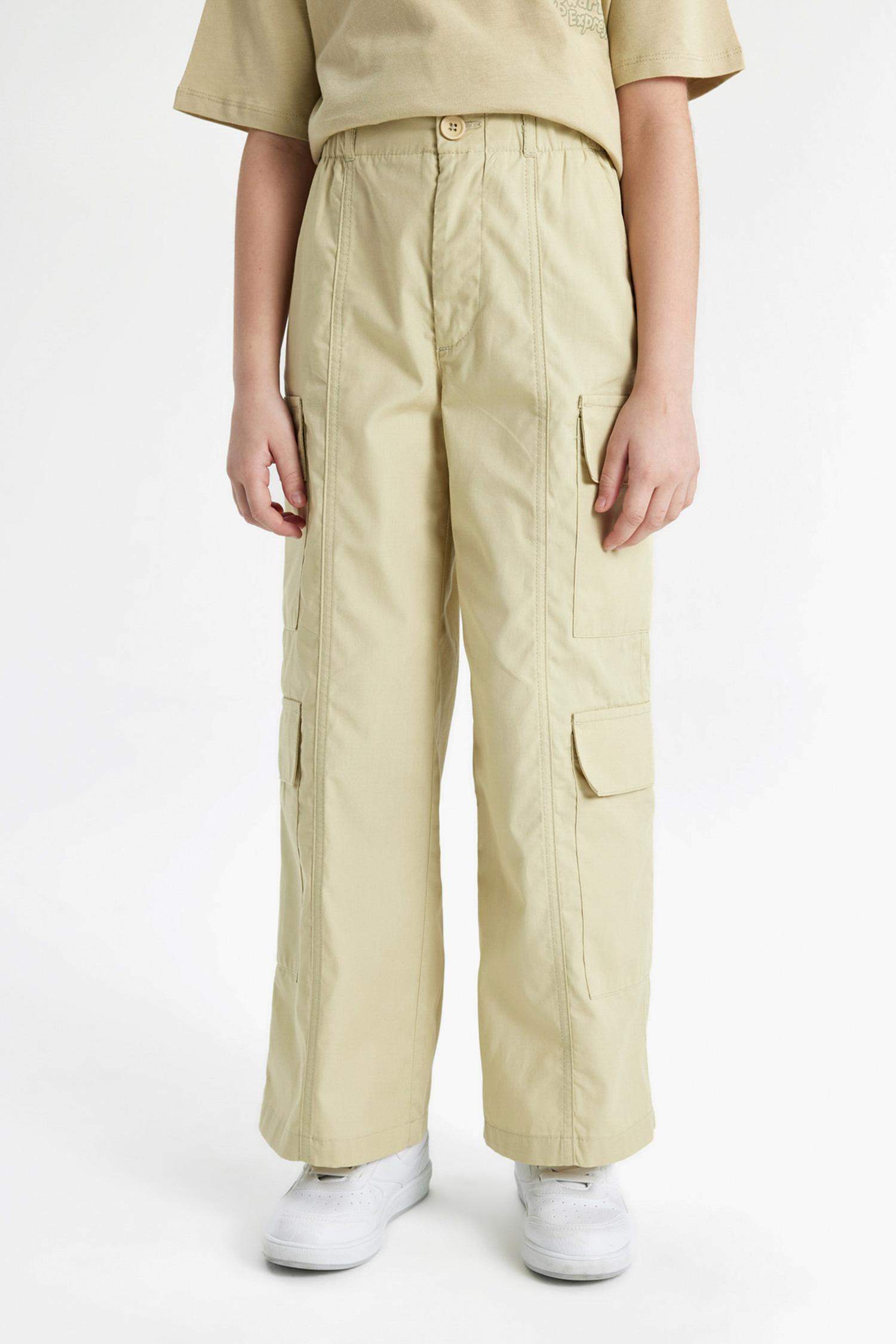 Girl Wide Leg Cotton Cargo Pants