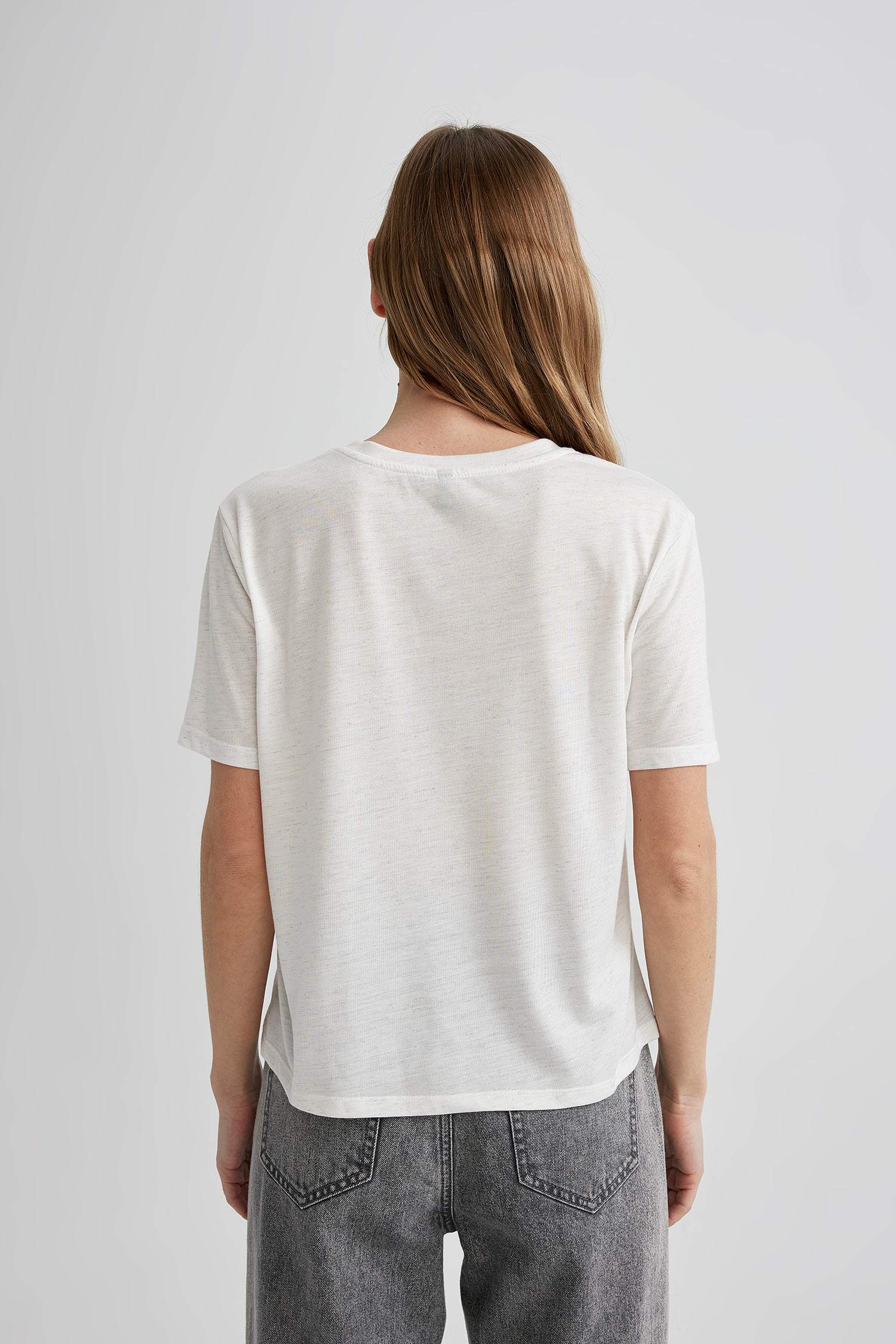 T-Shirt Coupe Relax Col Rond à Manches Courtes