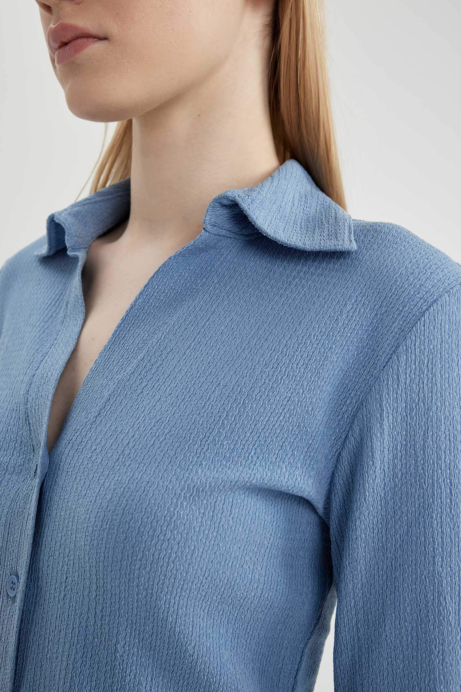 Coool Fitted Bürümcük Uzun Kollu Gömlek