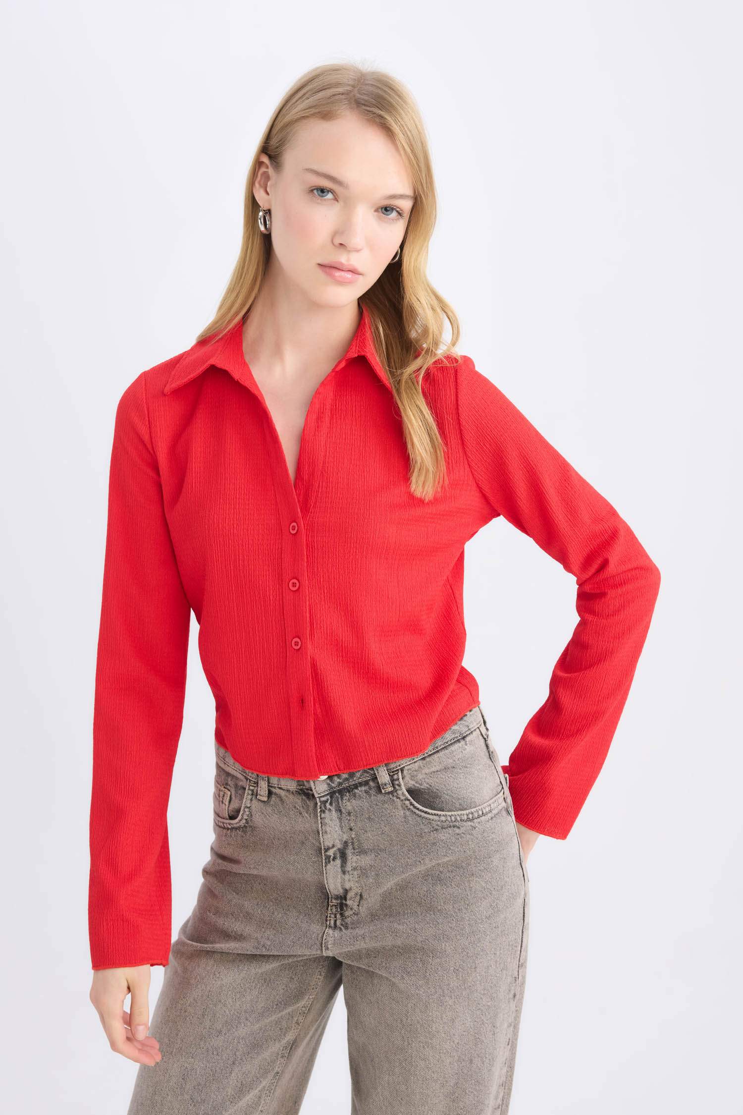 Coool Приталенный Рубашка Длинный Рукав Рубашка