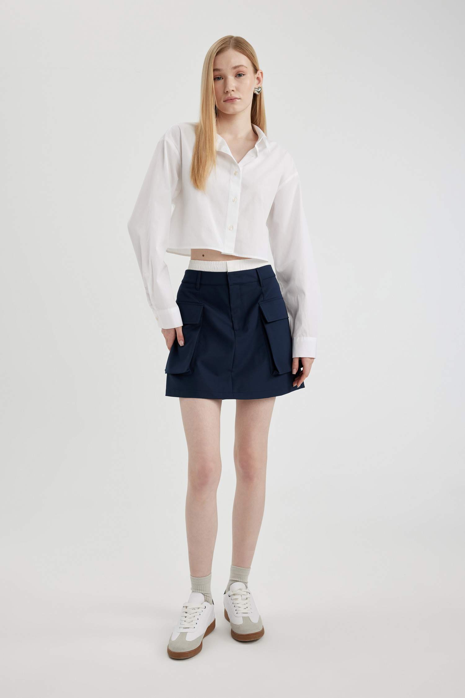 Oversize Fit Shirt Collar Poplin Long Sleeve Shirt