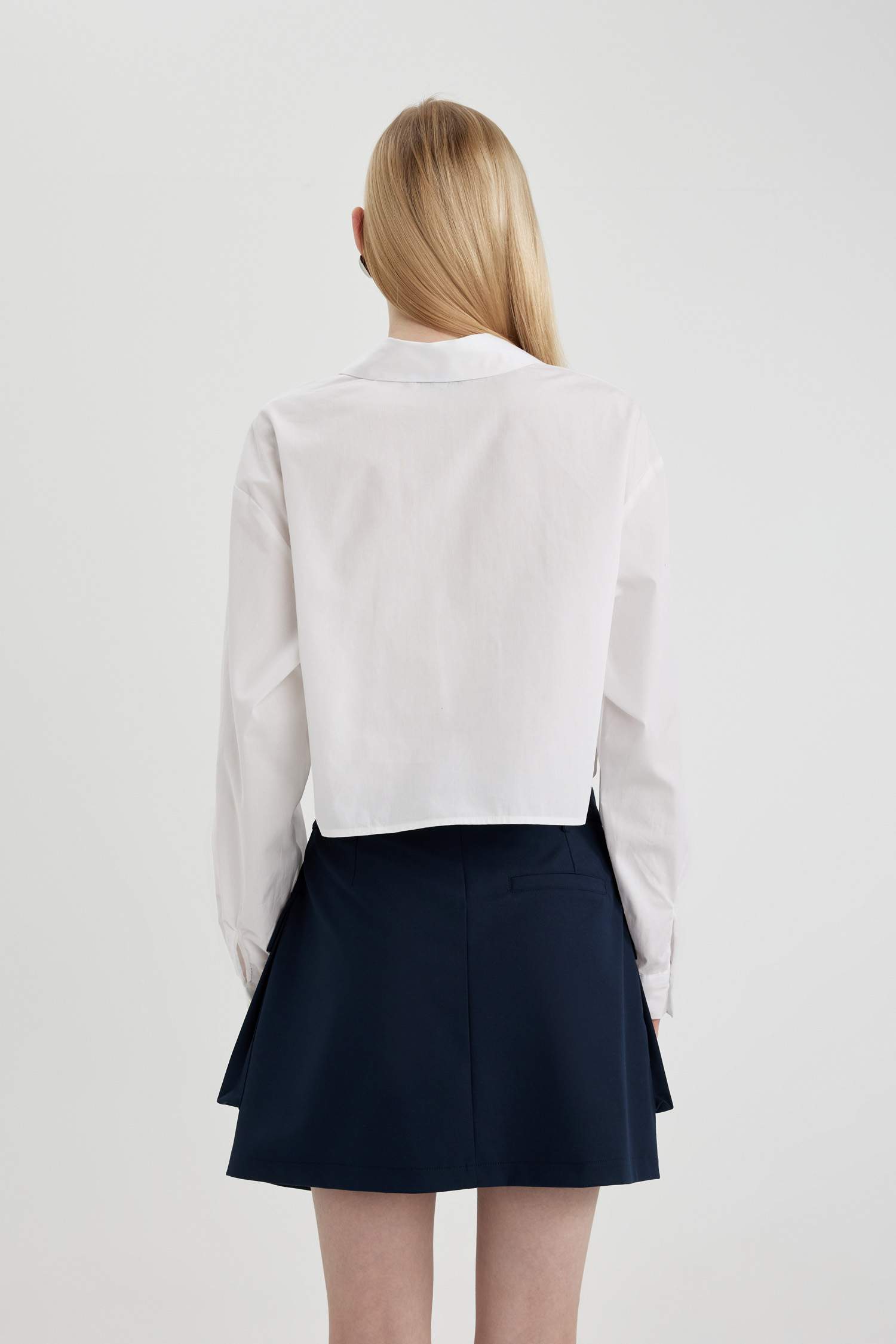 Oversize Fit Shirt Collar Poplin Long Sleeve Shirt