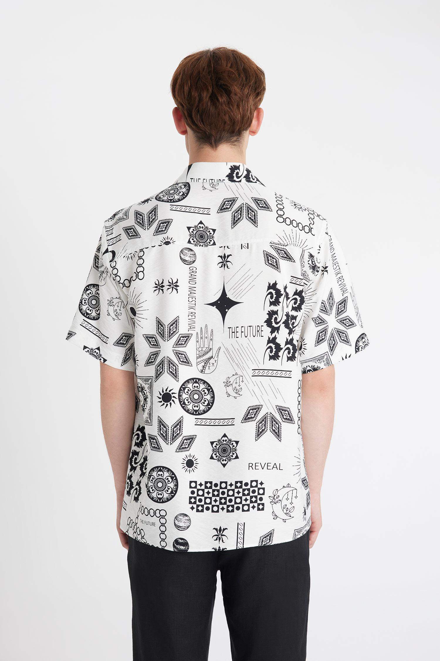 قميص فيسكوز قصة مريحة مطبوع