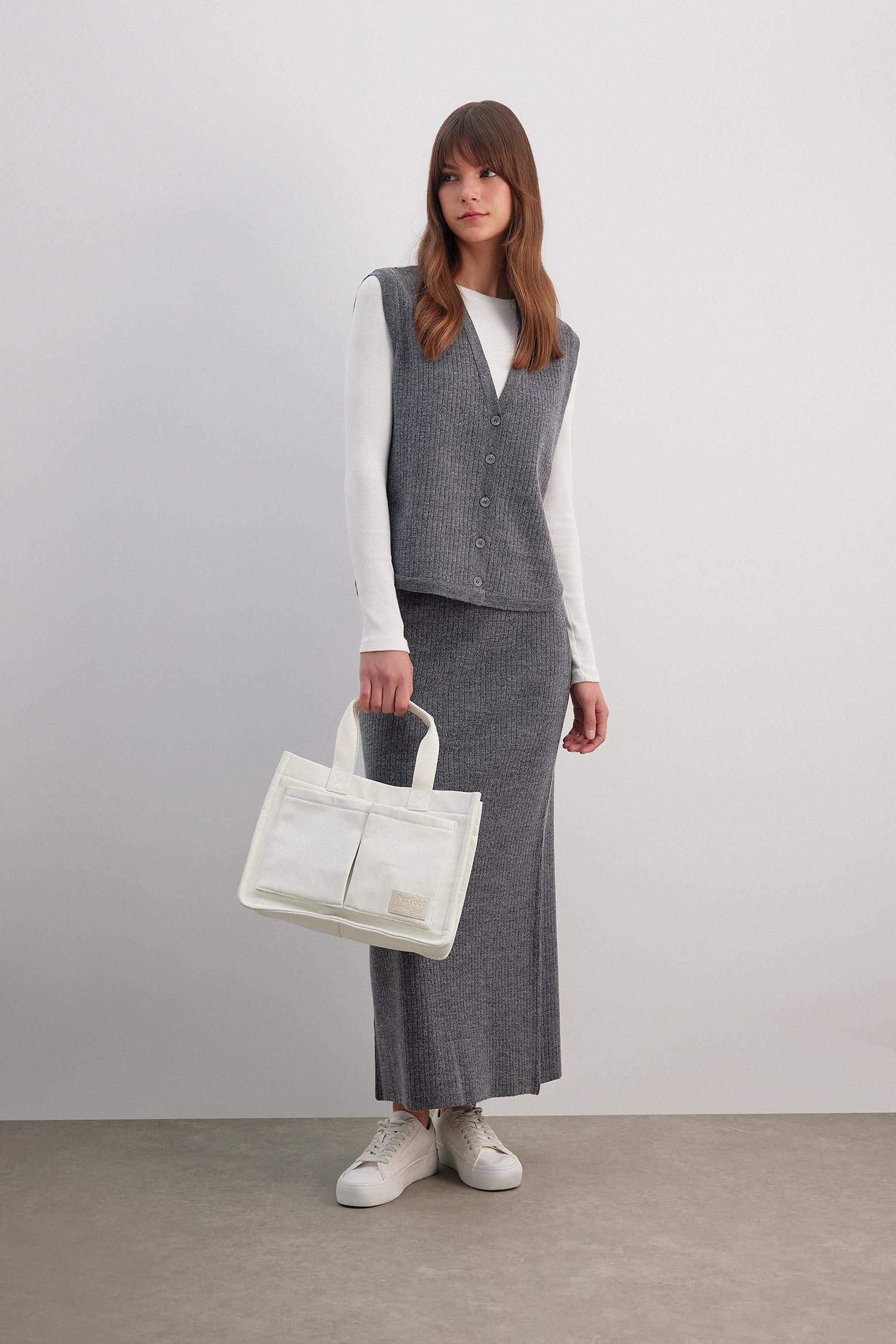 Regular Fit Triko Maxi Etek