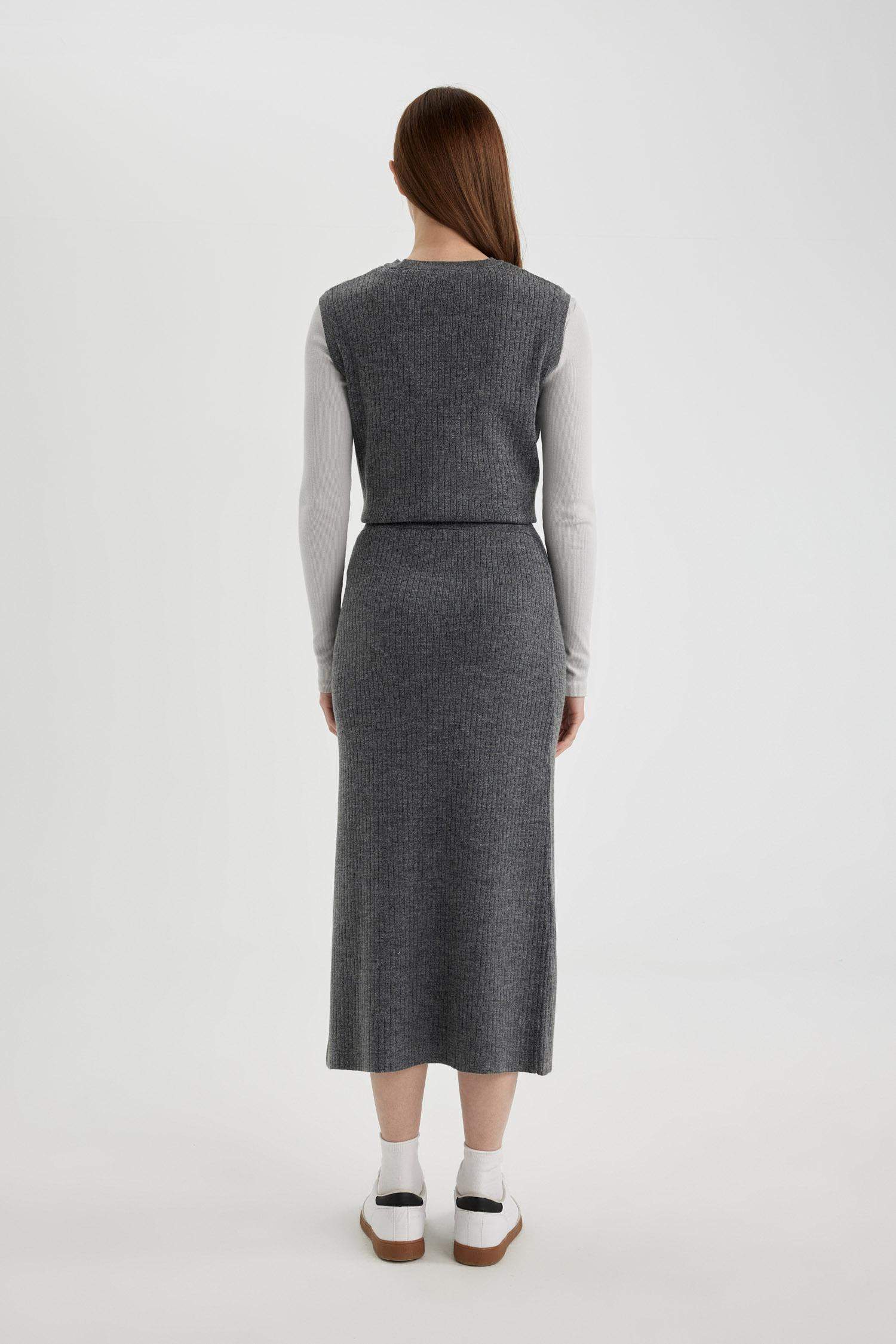 Regular Fit Triko Maxi Etek