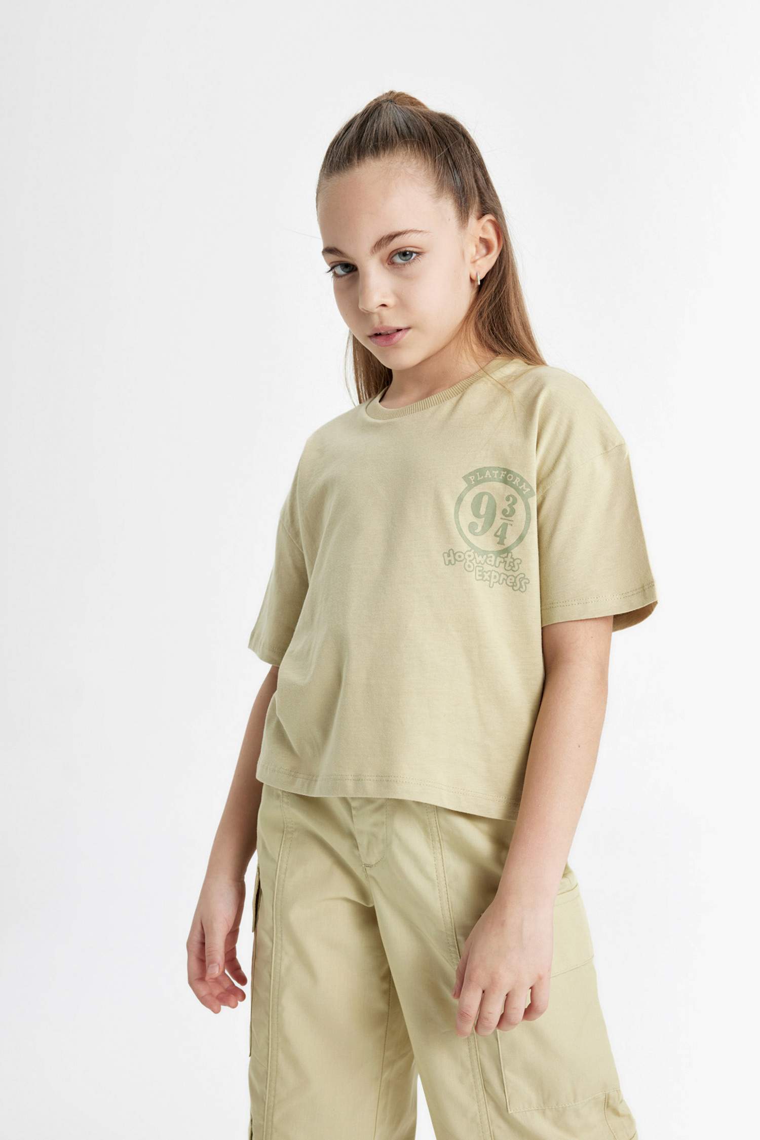 Kız Çocuk Harry Potter Bisiklet Yaka Kısa Kollu Tişört