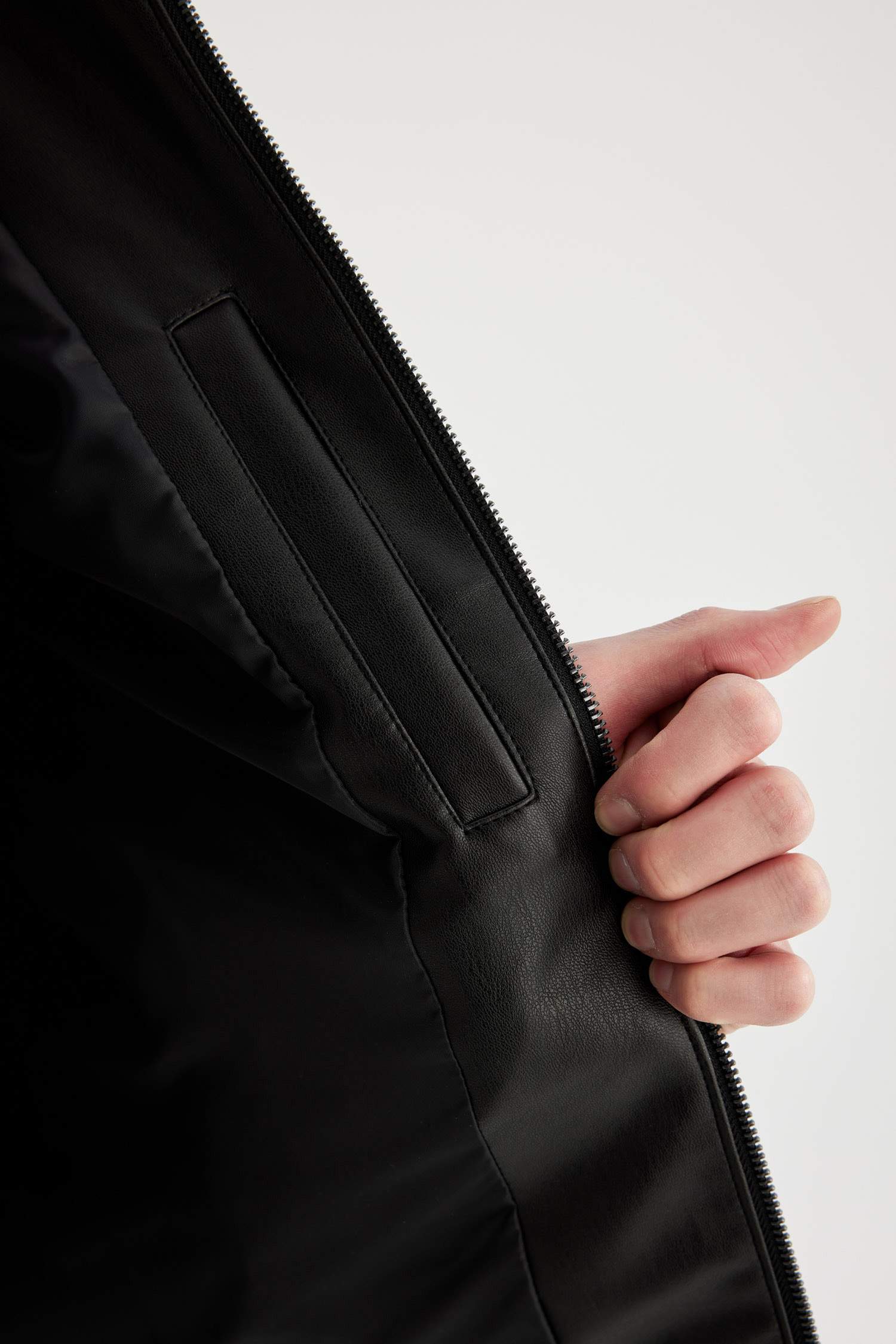 Slim Fit Faux Leather Jacket