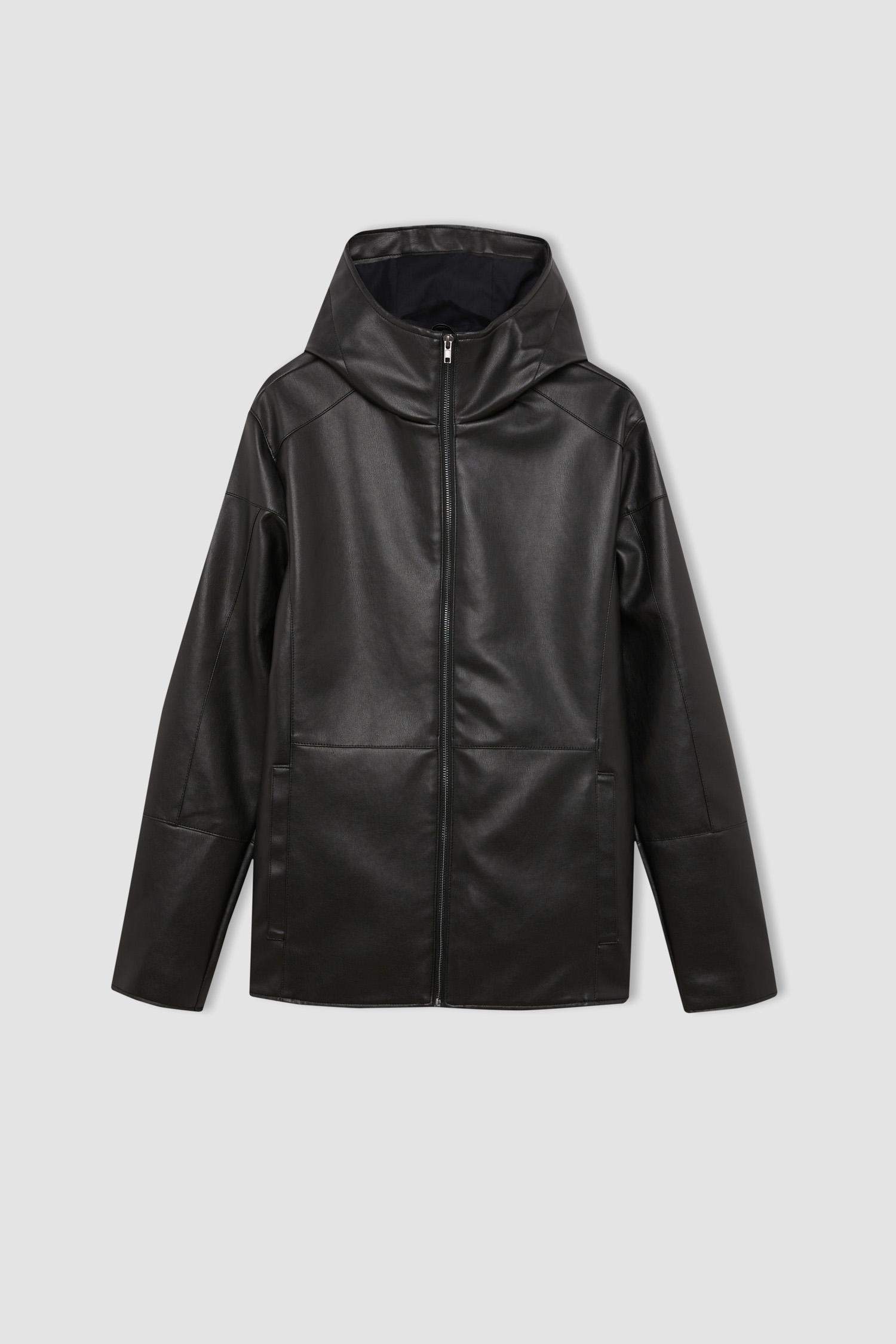 Slim Fit Faux Leather Jacket