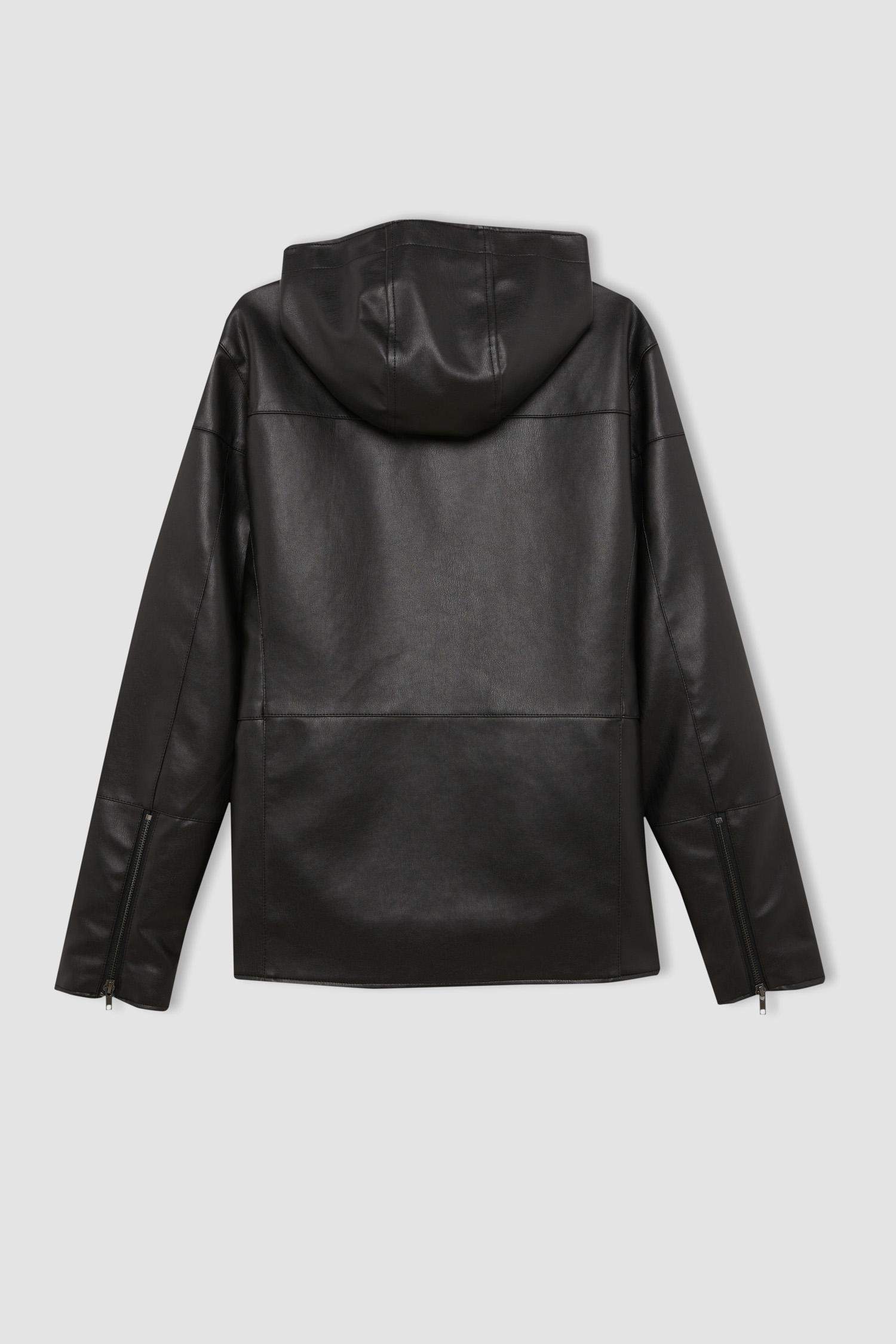 Slim Fit Faux Leather Jacket