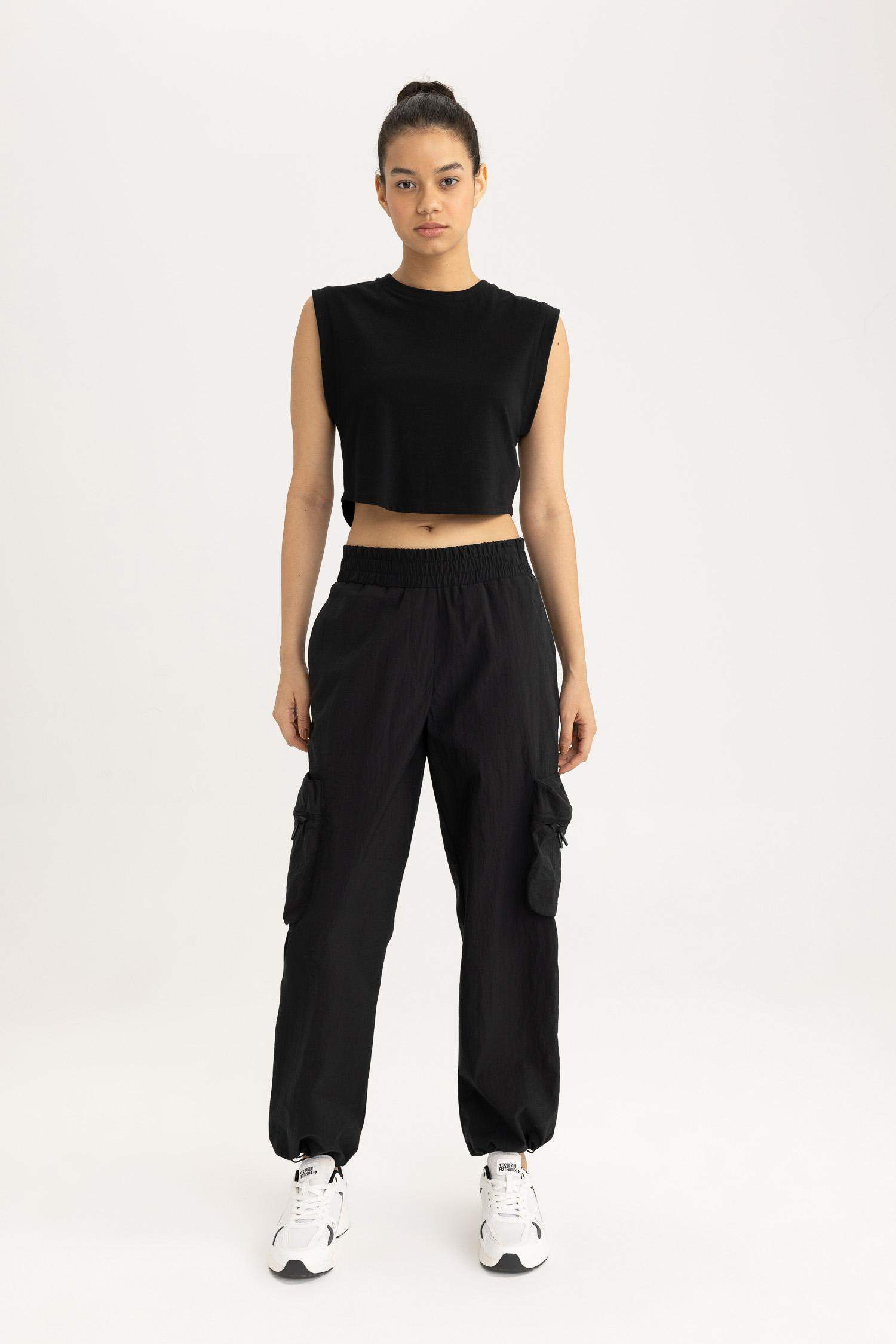 بنطرون كارجو منسوج قصة عادية بجيب من DeFactoFit