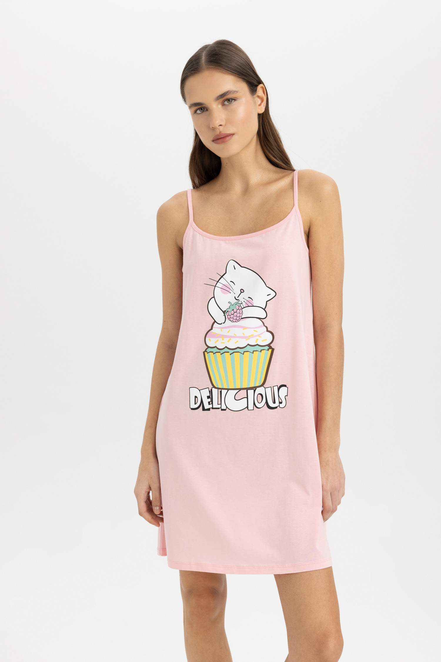 Baskılı Askılı Gecelik