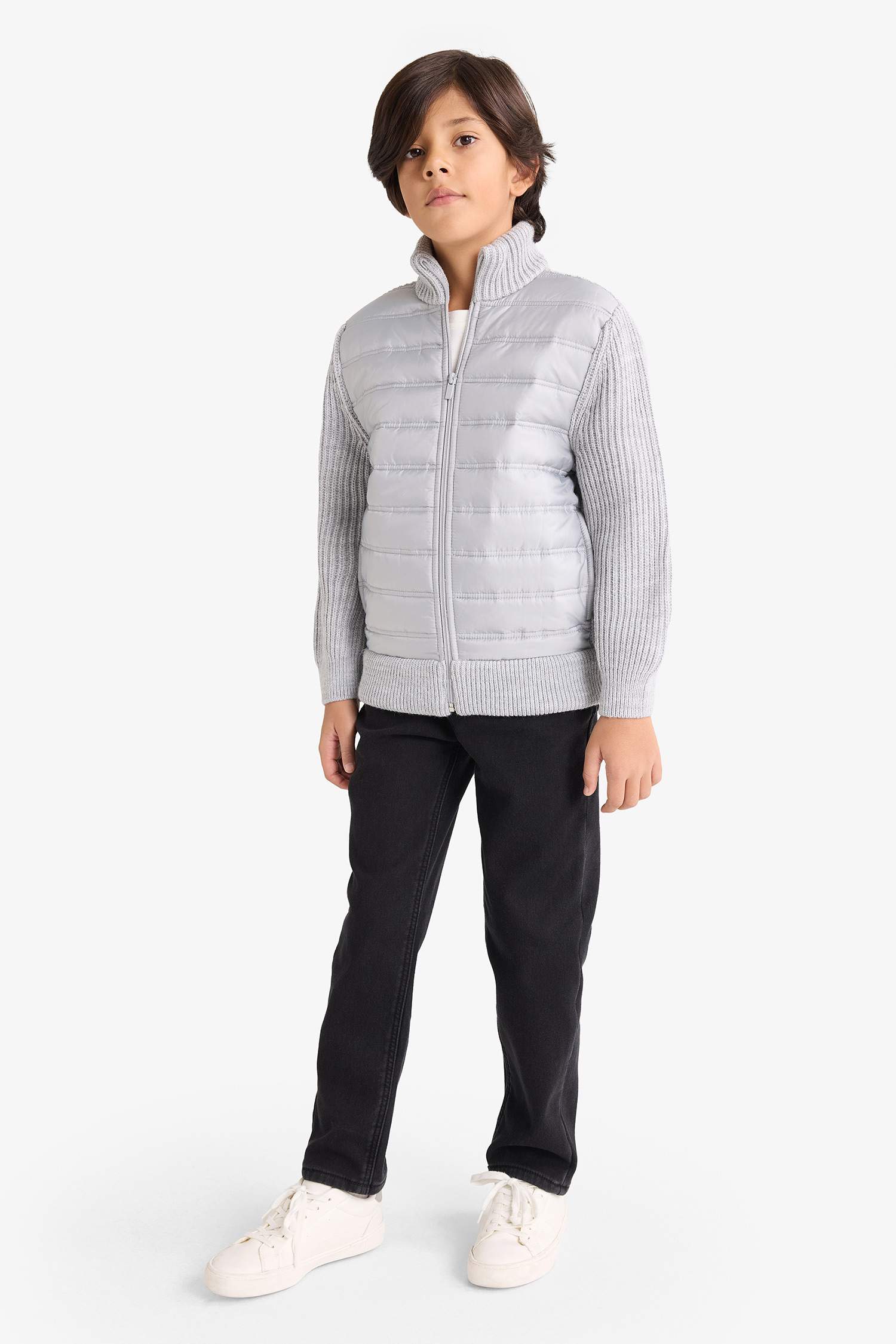 Cardigan zippé en maille à col montant pour garçon