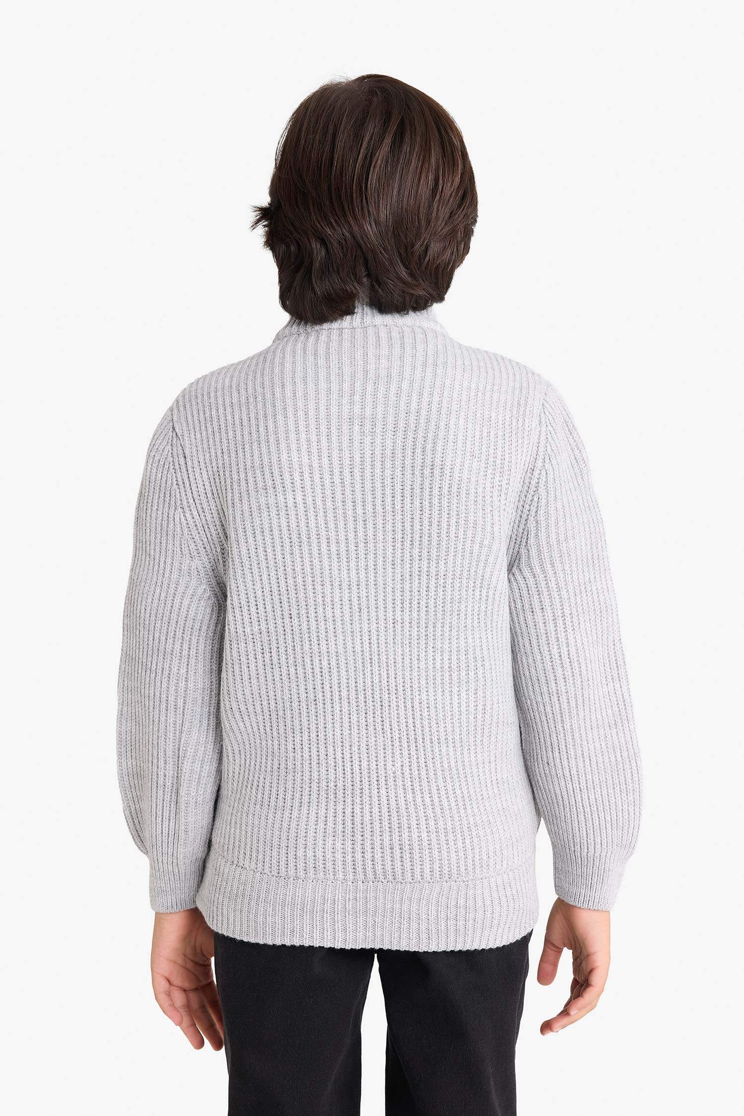 Erkek Çocuk Yarım Balıkçı Yaka Fermuarlı Triko Hırka 