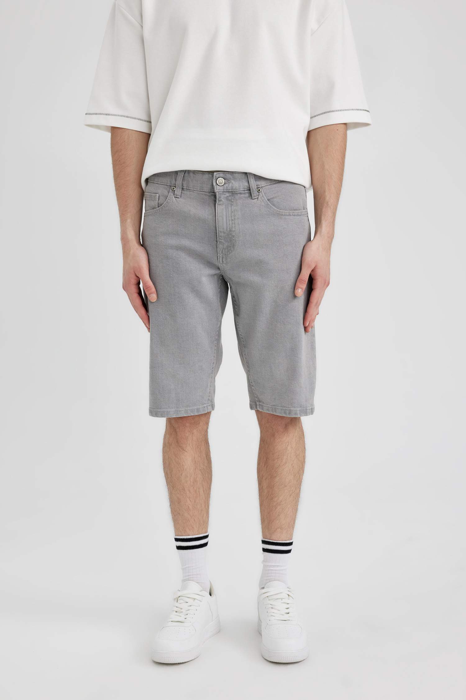 Slim Fit Denim Bermuda Shorts