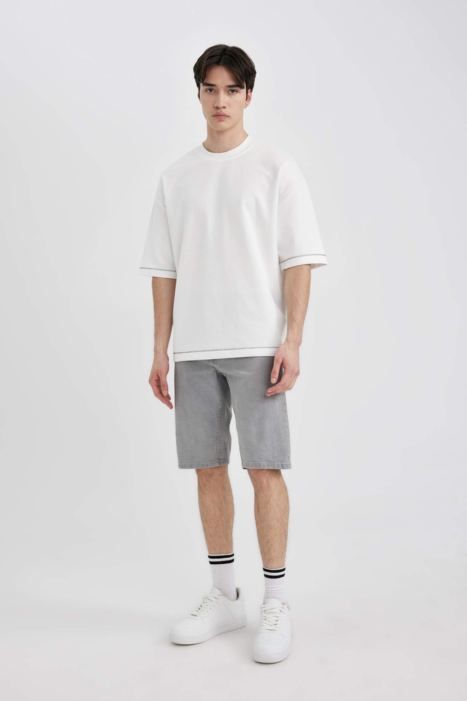 Slim Fit Denim Bermuda Shorts