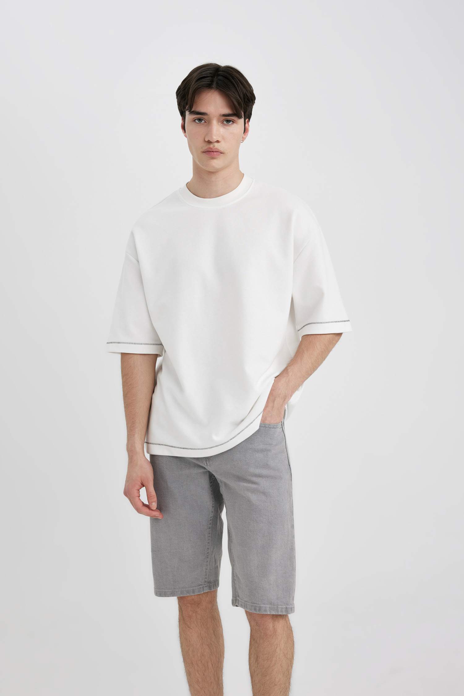 Slim Fit Denim Bermuda Shorts