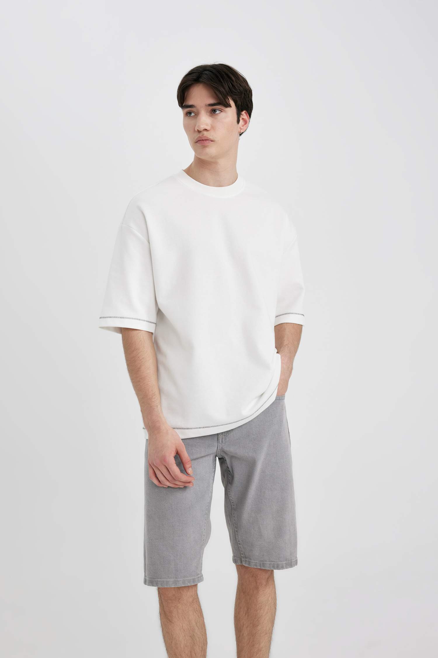 Slim Fit Denim Bermuda Shorts