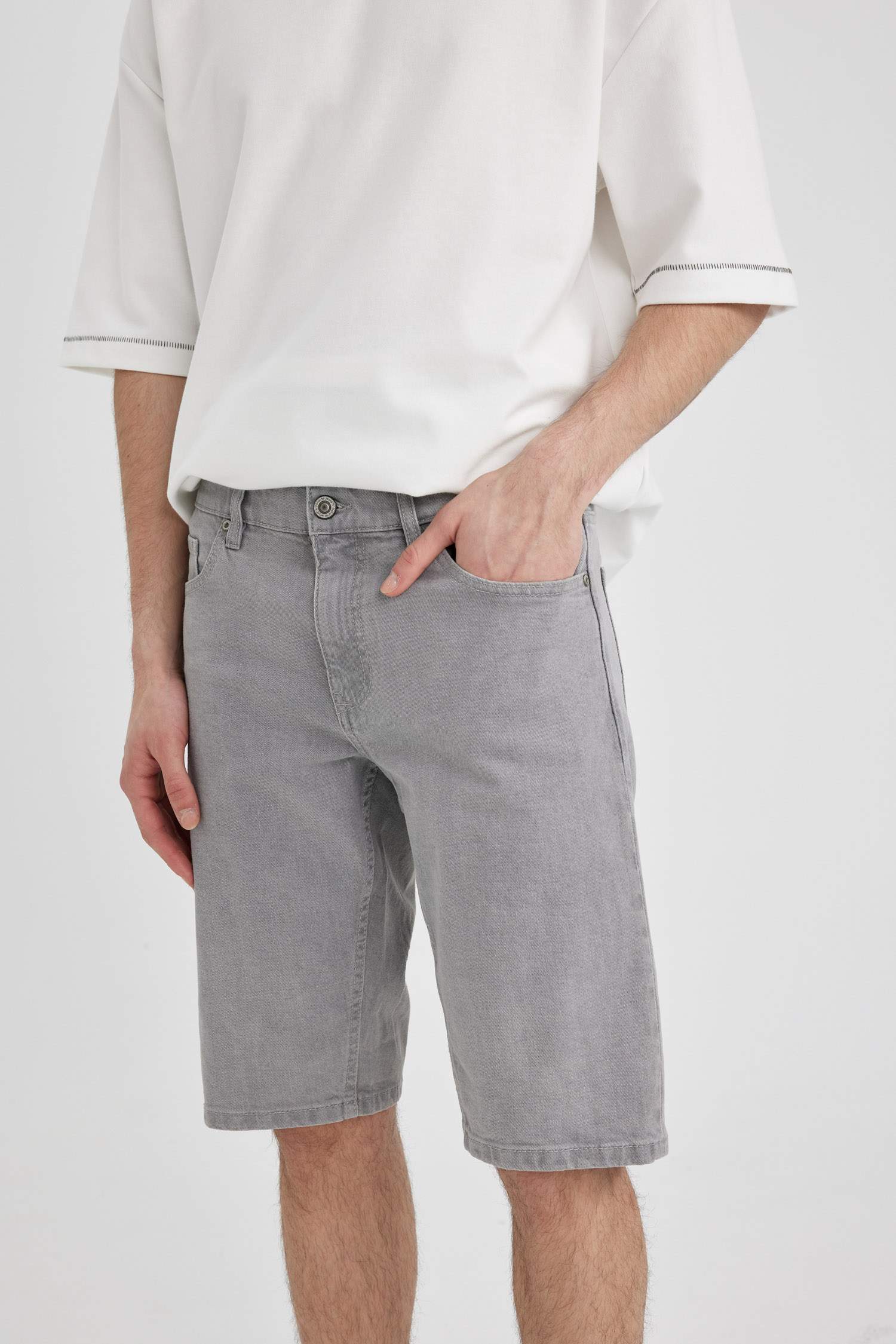 Slim Fit Denim Bermuda Shorts