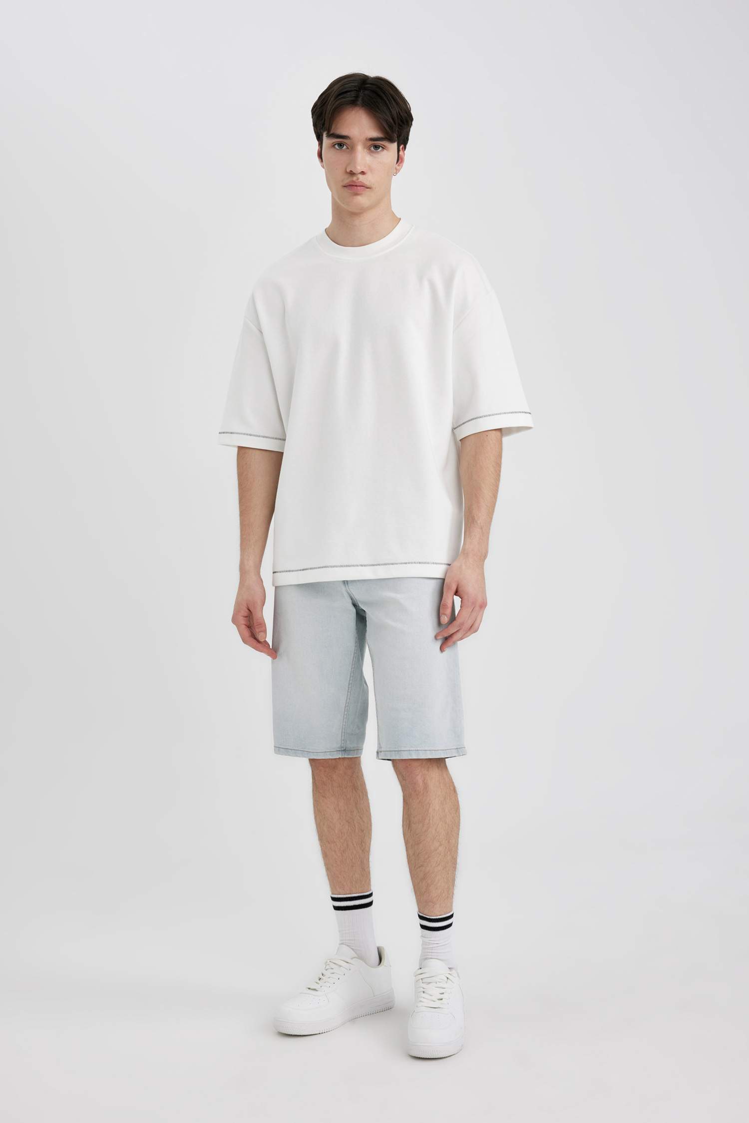 Slim Fit Denim Bermuda Shorts