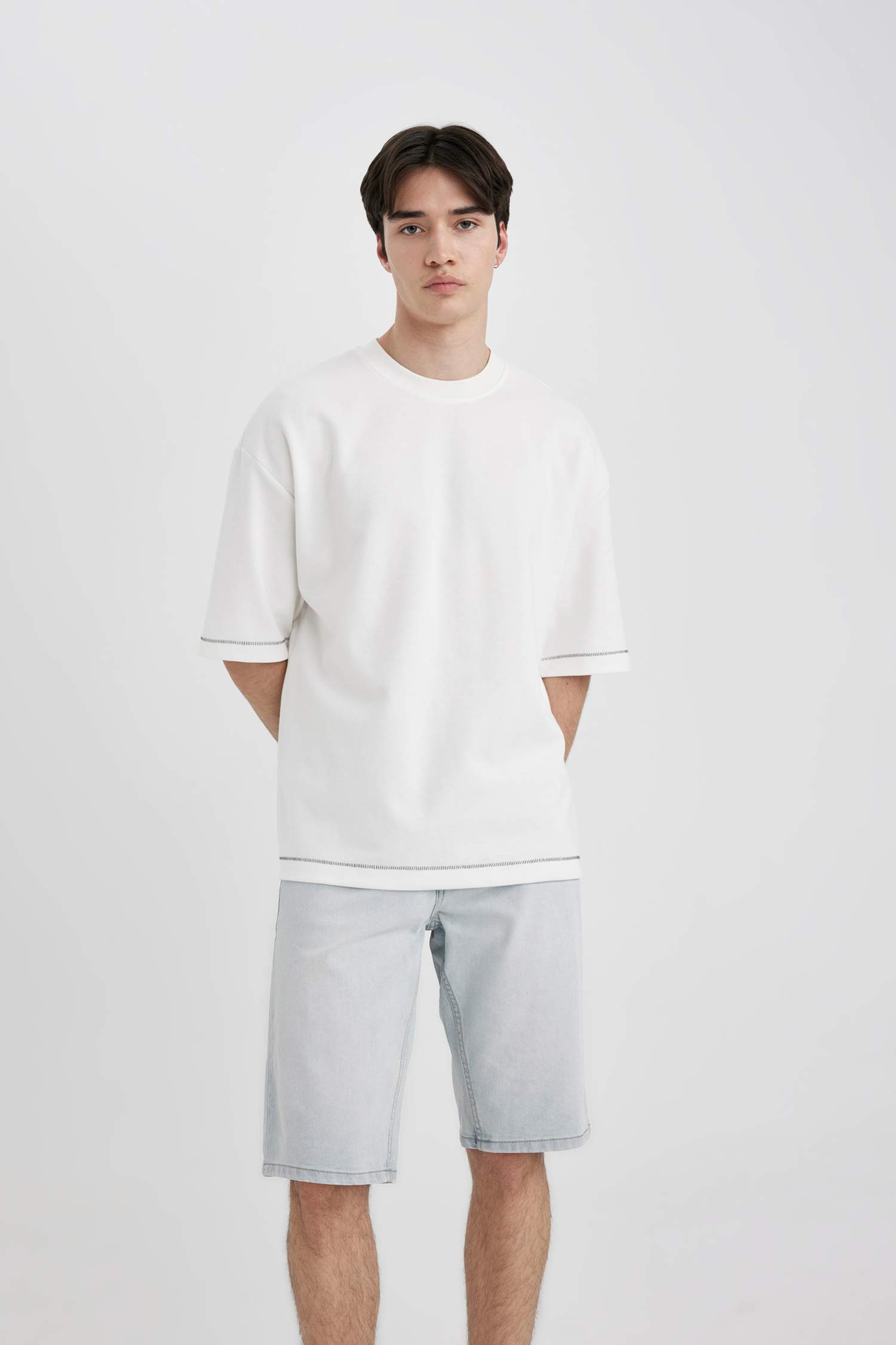 Slim Fit Denim Bermuda Shorts