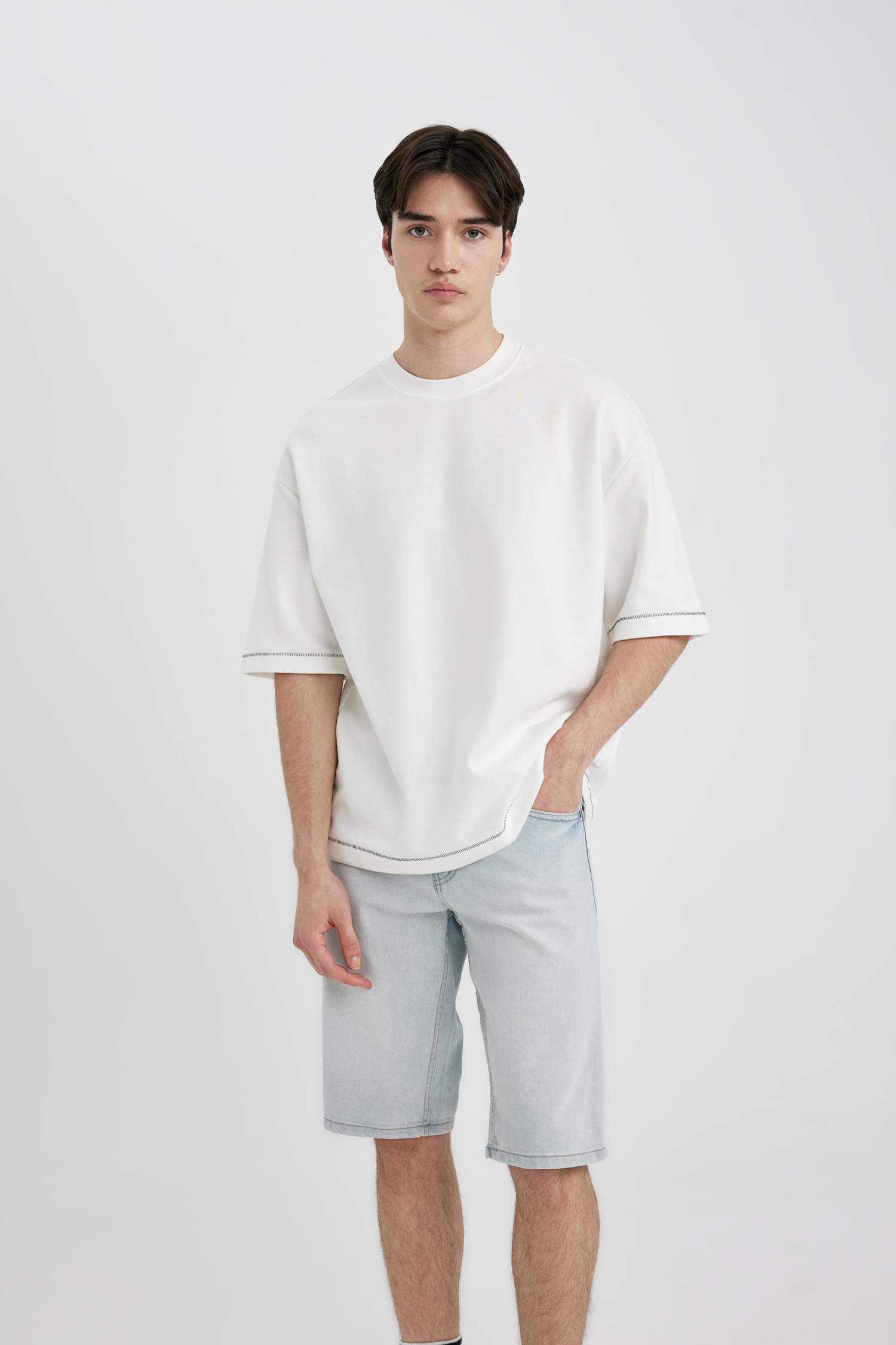 Slim Fit Denim Bermuda Shorts