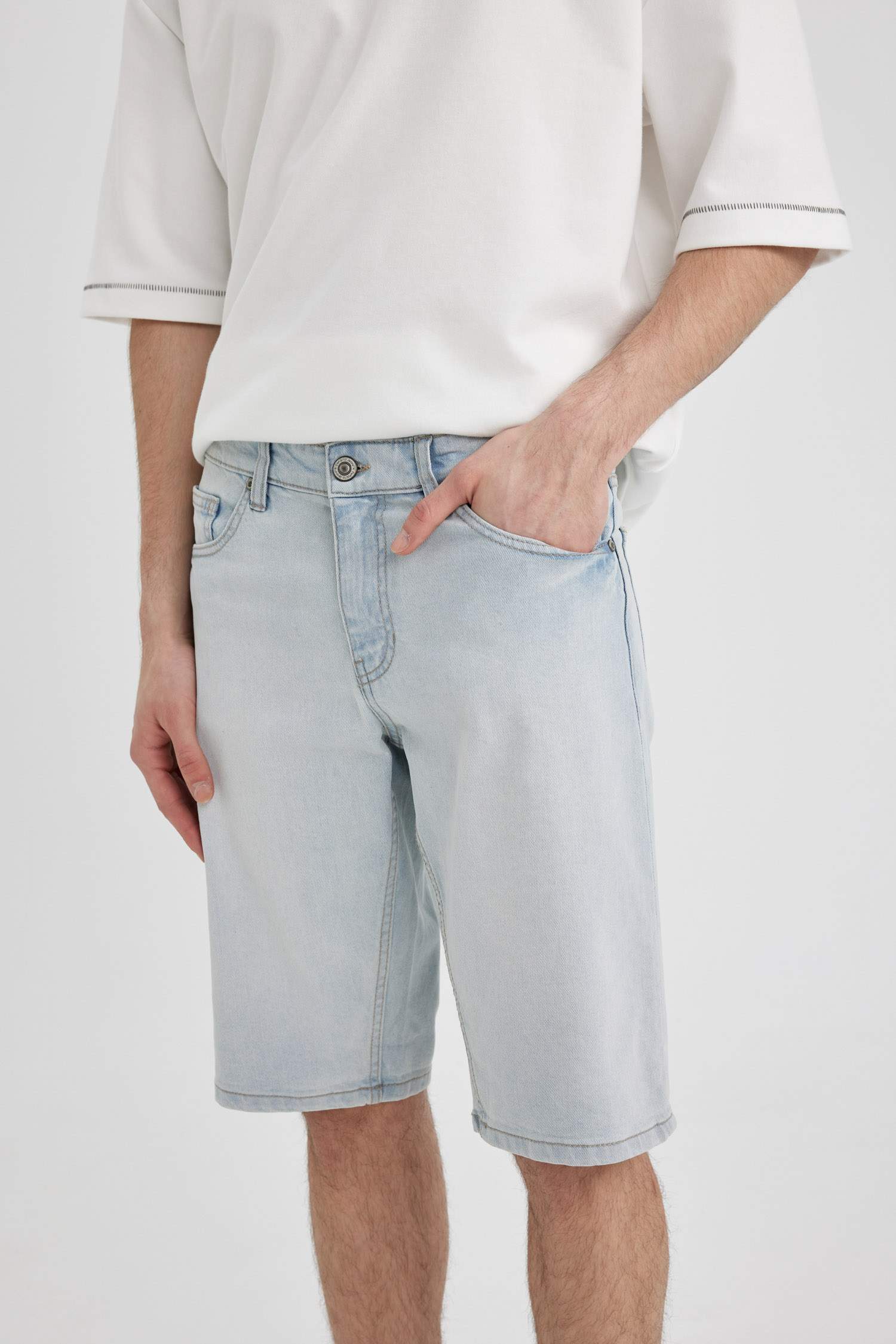 Slim Fit Denim Bermuda Shorts