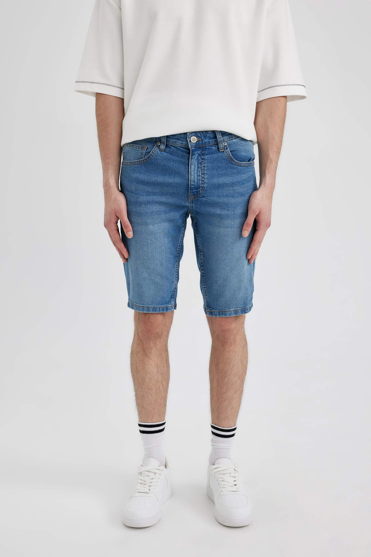 Slim Fit Denim Bermuda Shorts