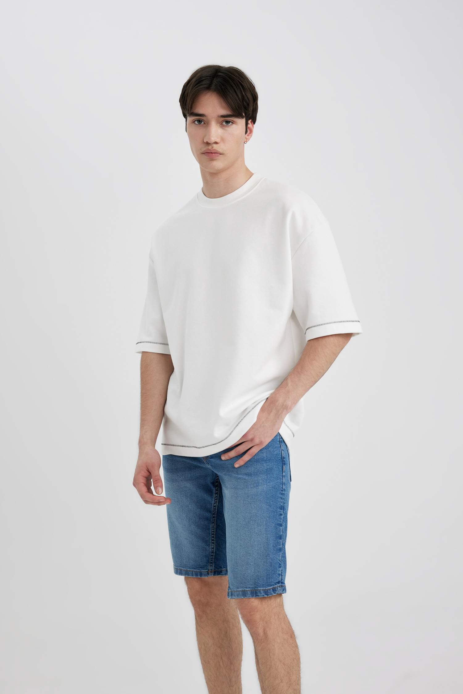 Slim Fit Denim Bermuda Shorts