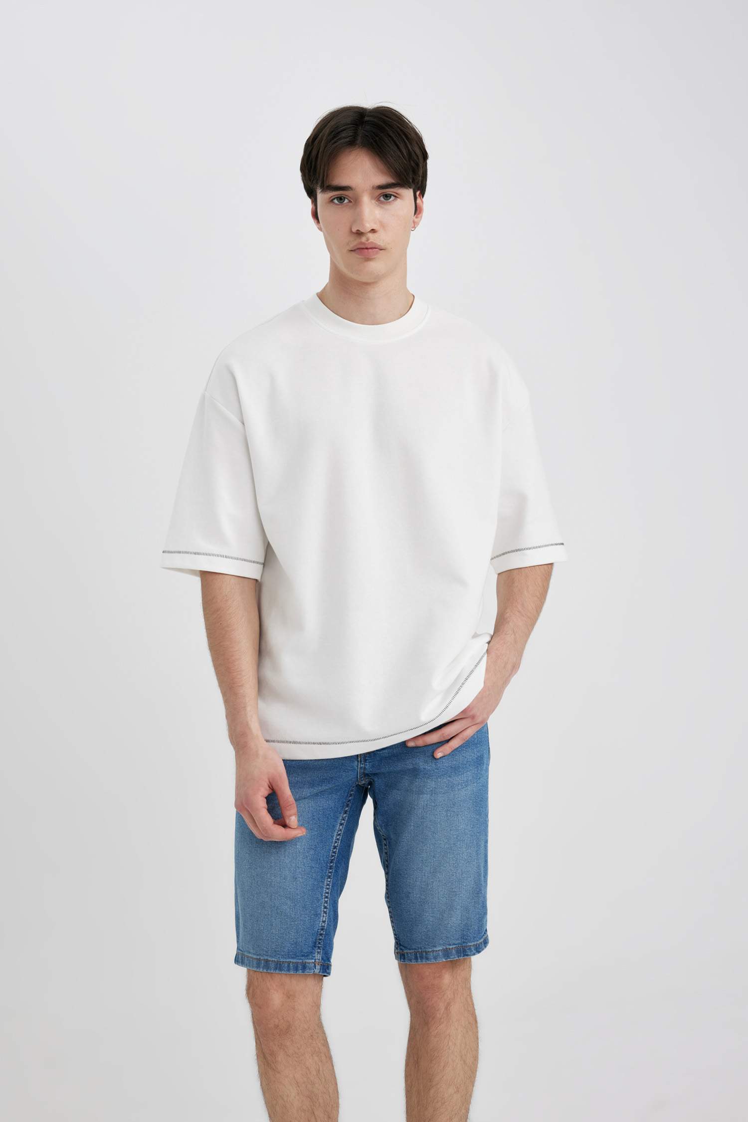 Slim Fit Denim Bermuda Shorts