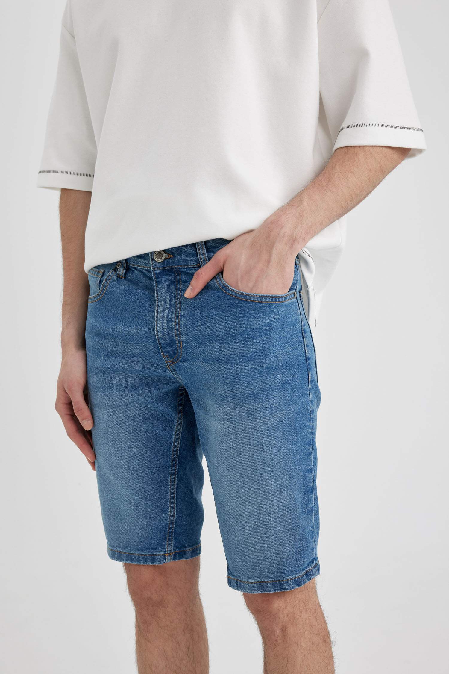 Slim Fit Denim Bermuda Shorts