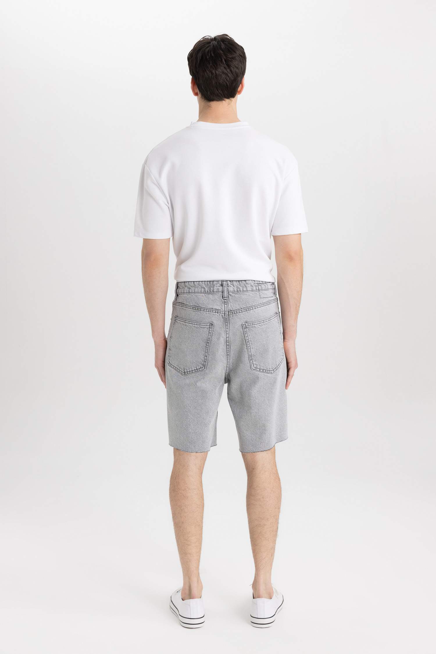 Loose Fit Denim Bermuda Shorts