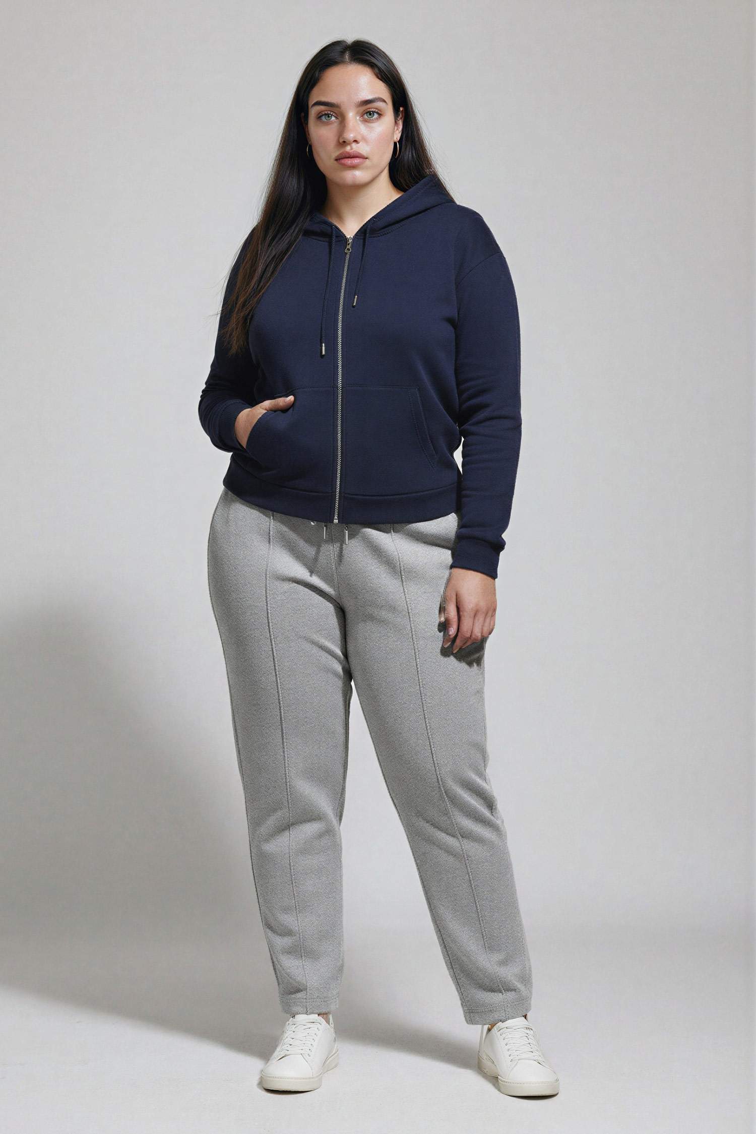 Relax Fit Kapüşonlu Cepli Basic Düz Fermuarlı Sweatshirt