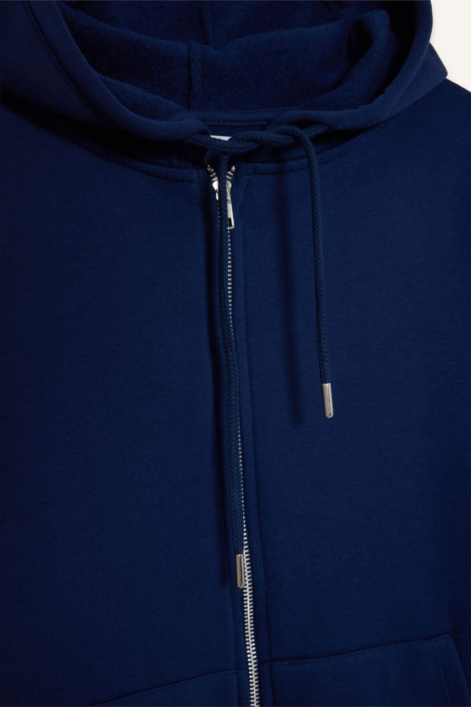 Relax Fit Hooded Pocket Basic Zippered Sweatshirt