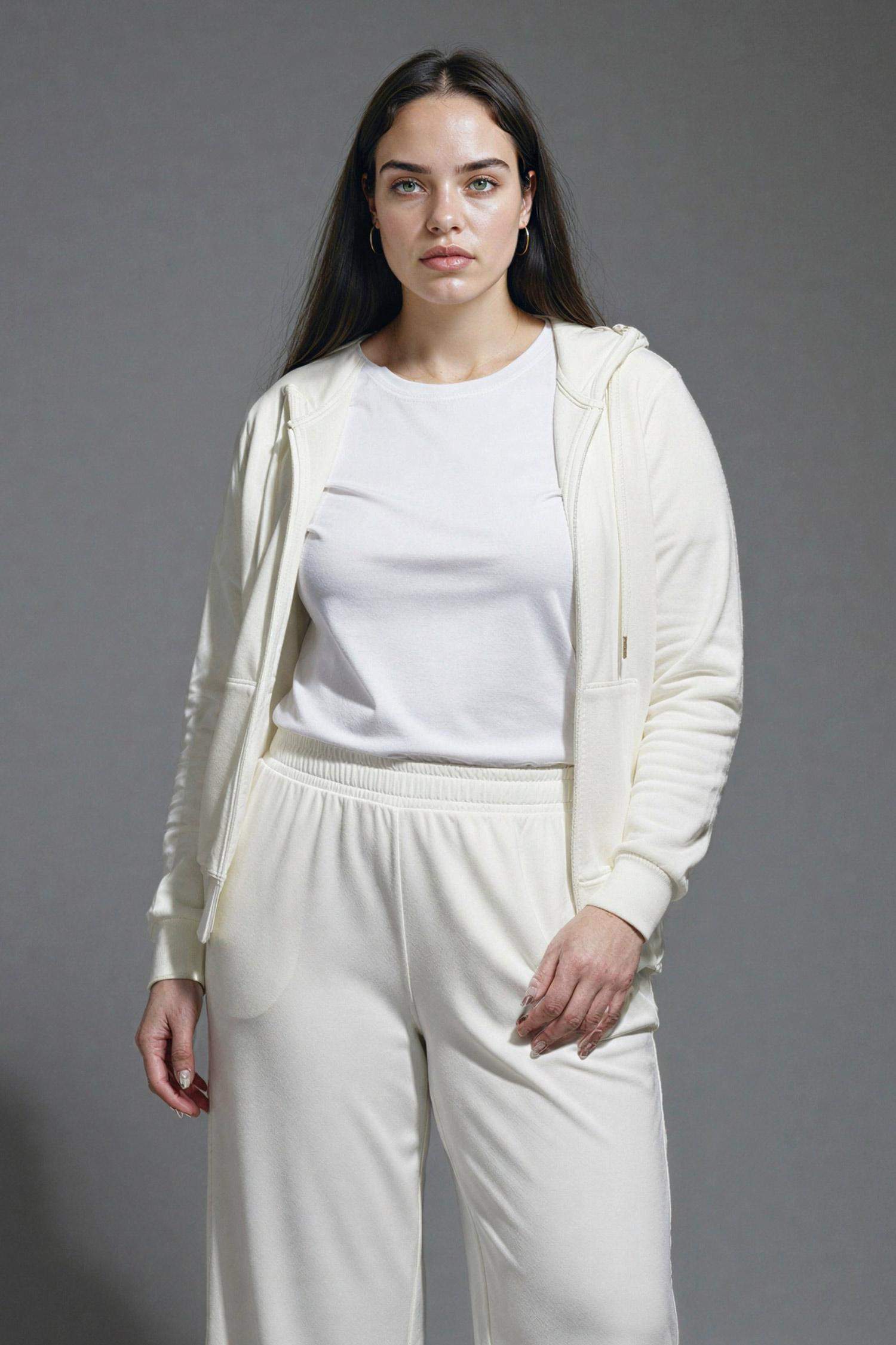 Relax Fit Kapüşonlu Basic Düz Kalın Fermuarlı Sweatshirt