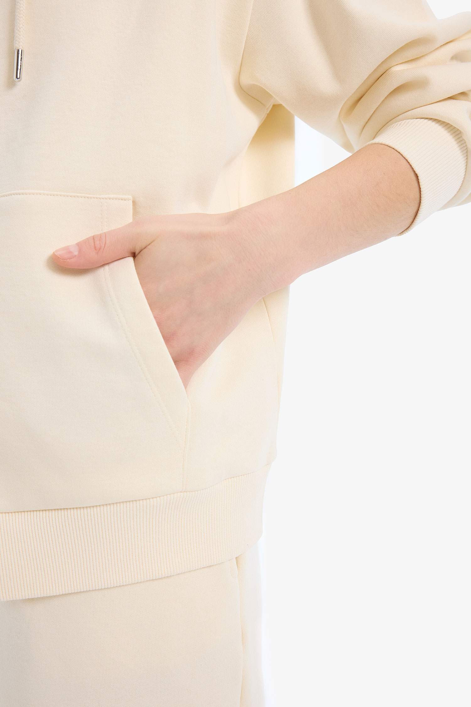 Relax Fit Kapüşonlu Cepli Basic Düz Fermuarlı Sweatshirt