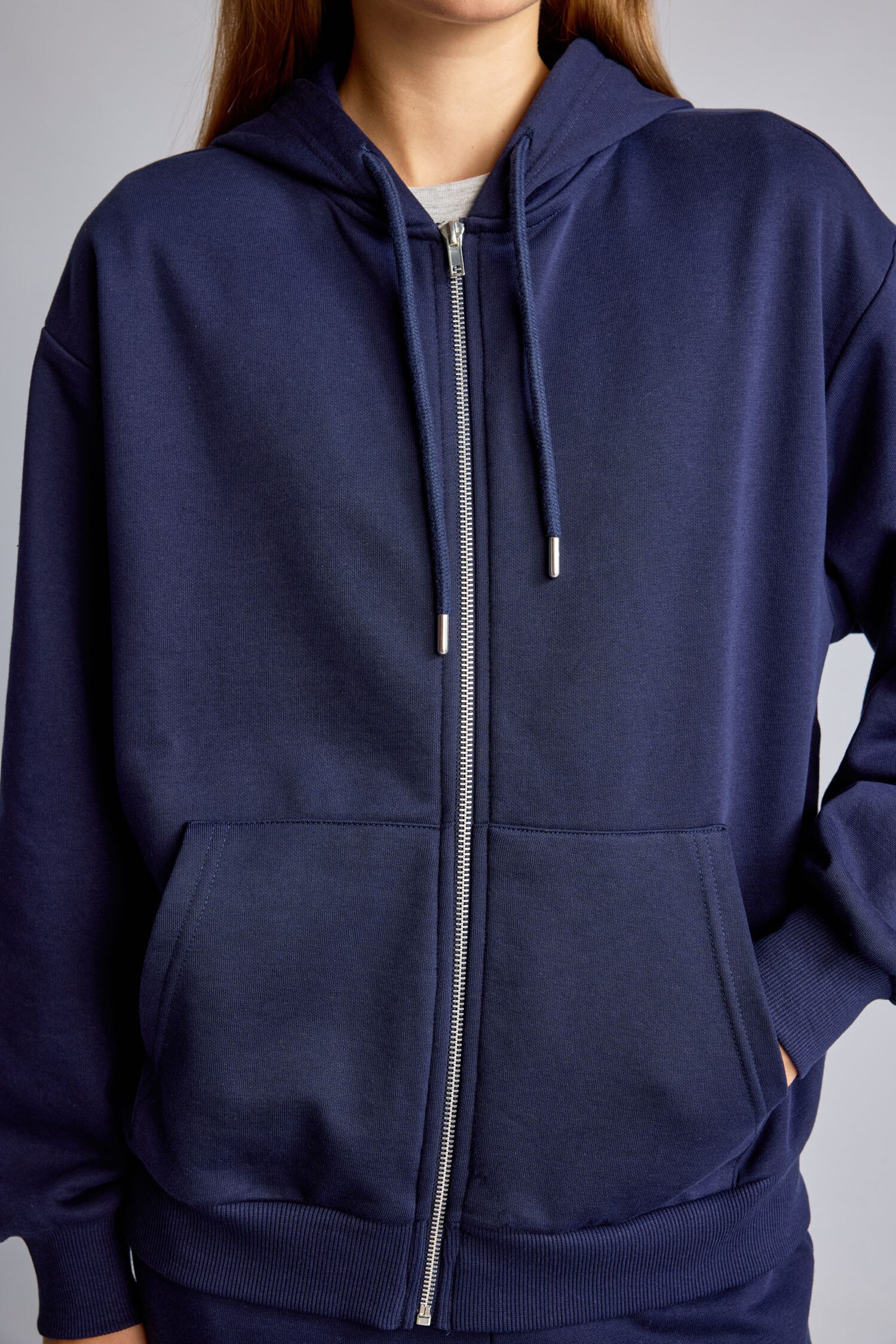 DeFacto Relax Fıt Kalın Sweatshirt Kumaşı Hırka görsel 8