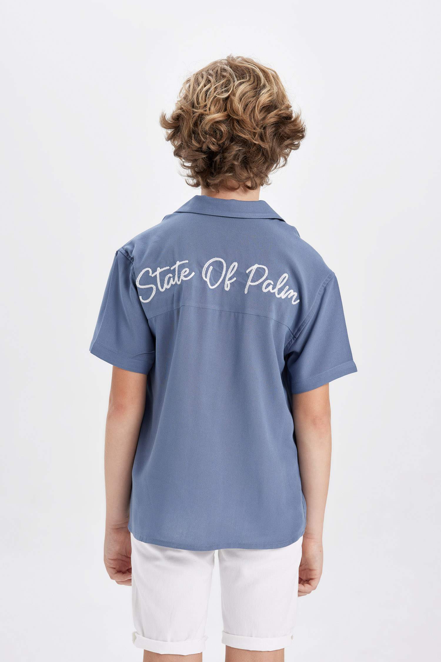 Erkek Çocuk Oversize Geniş Kalıp Polo Yaka Viskon Kısa Kollu Gömlek